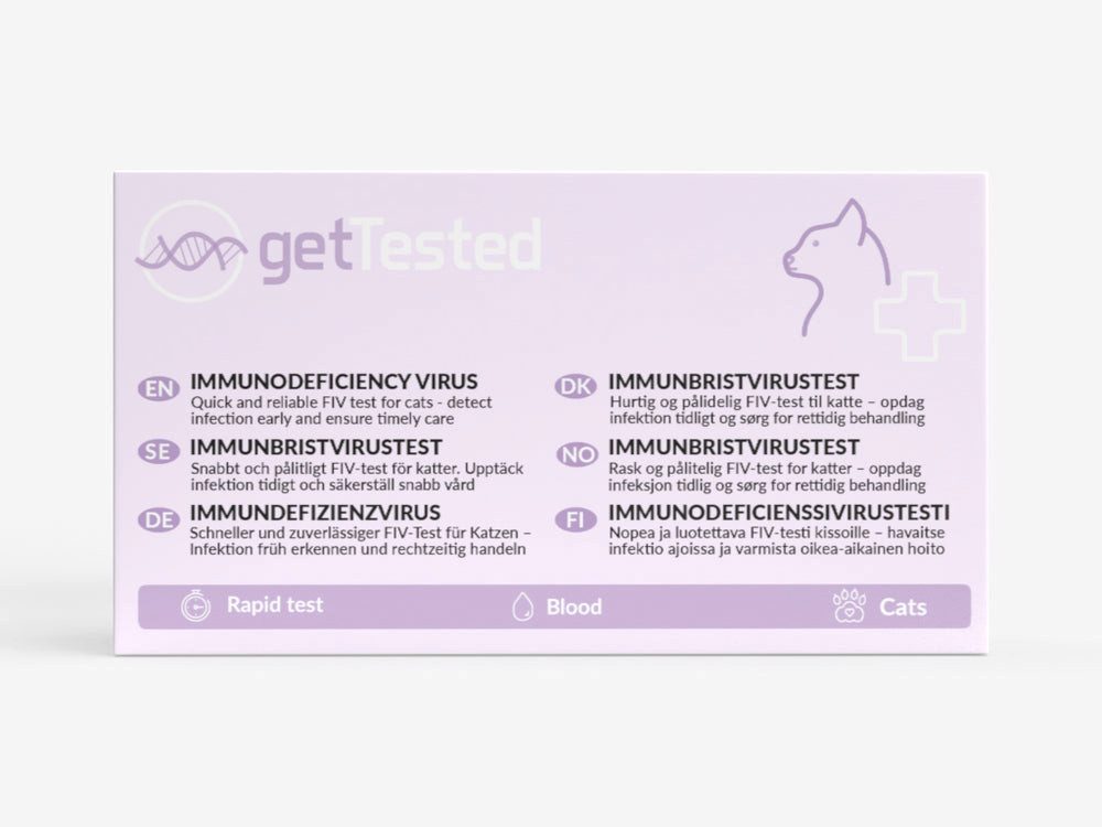 GetTested International AB Unverträglichkeitstest FIV Schnelltest Katze – Immundefizienz-Bluttest, 1 Messparameter, Testkit, 1-tlg., FIV-Bluttest für Katzen, FIV-Antikörper-Test für Katzen