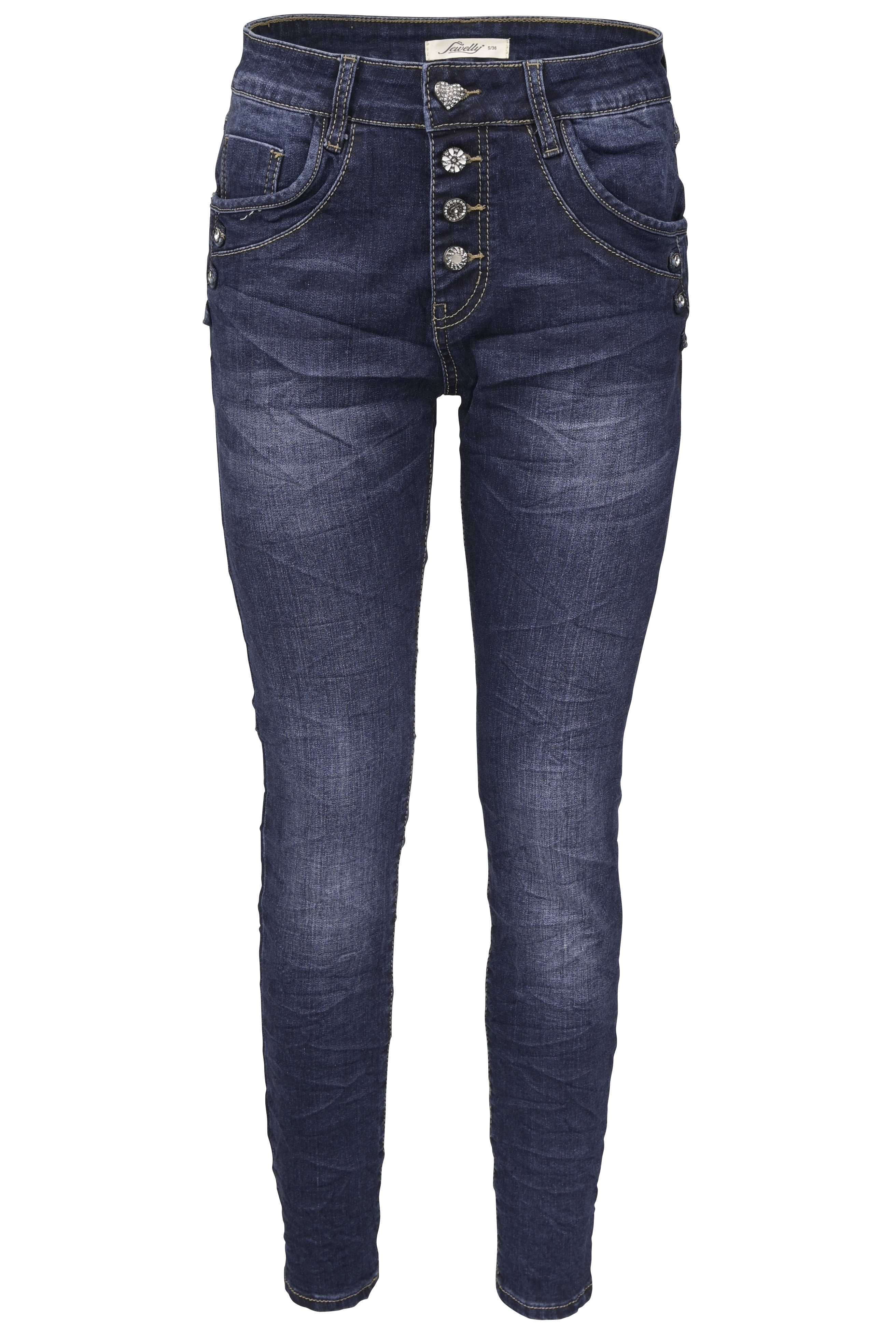 Jewelly Regular-fit-Jeans Jeans, Stretch Jeans Five-Pocket im Crash-Look günstig online kaufen