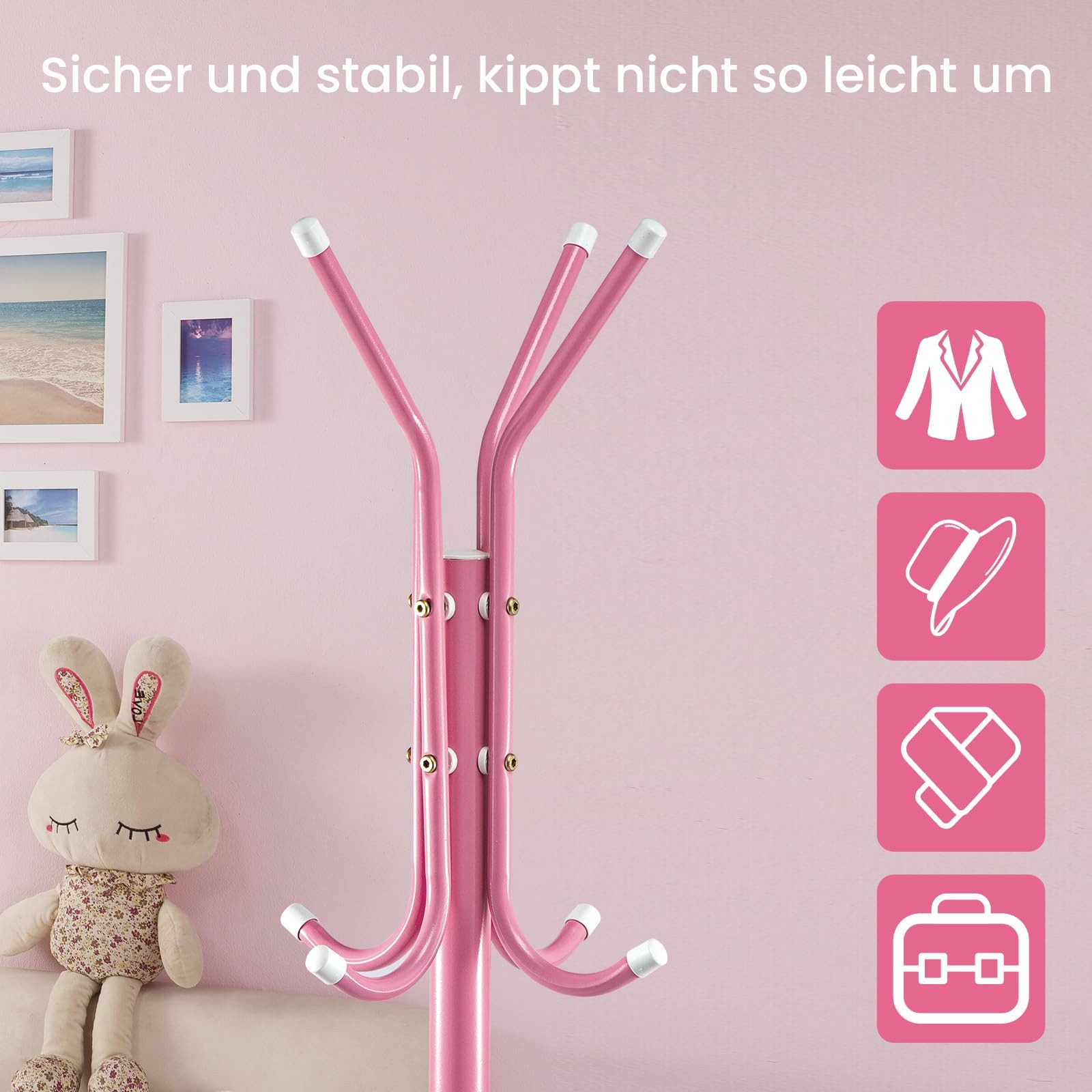 Youyijia Kleiderständer Garderobenständer mit 12 Haken – 175 cm Free-Standing Kleiderständer