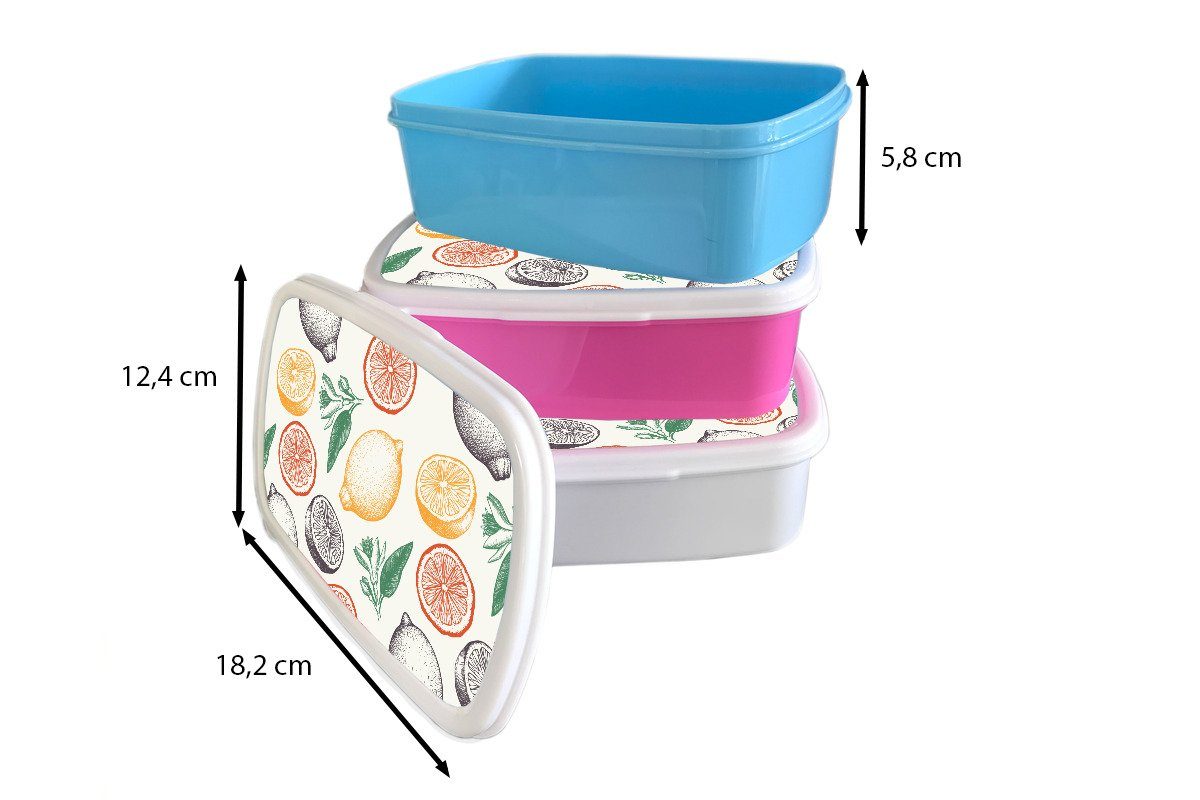 Brotdose Obst Kunststoff, - rosa für Erwachsene, (2-tlg), Kinder, Vintage Brotbox Küche Lunchbox Mädchen, - Muster, - Kunststoff MuchoWow Snackbox,