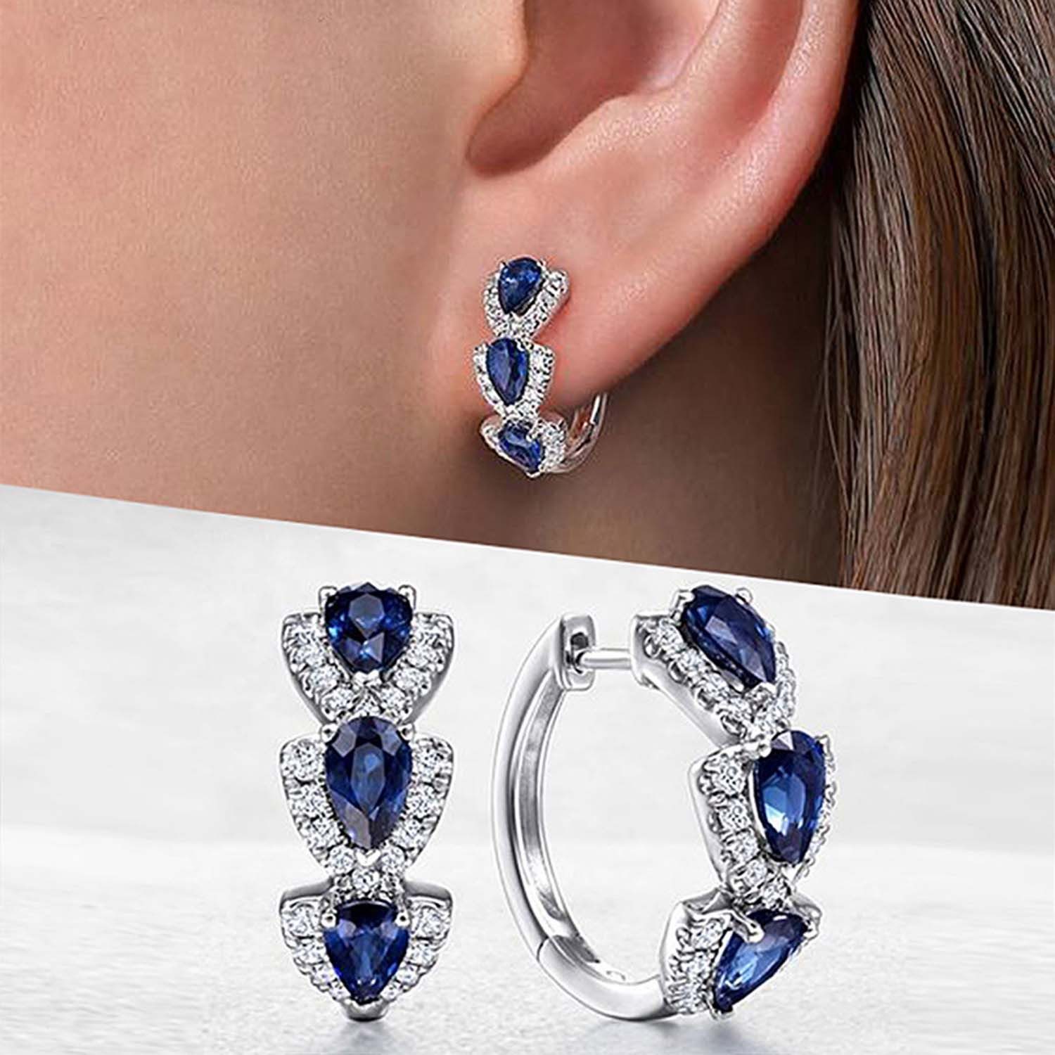 Innolea Ohrring-Set Tropfen-Zirkonia Creolen in Blau & Weiß – Elegante Ohrringe für Damen