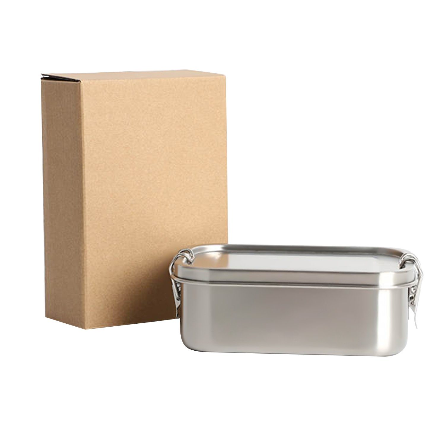 Intirilife Lunchbox, Edelstahl, (1-tlg), Lunchbox Brotdose Brotbox Aufbewahrungsbox Silber 800ml Edelstahl
