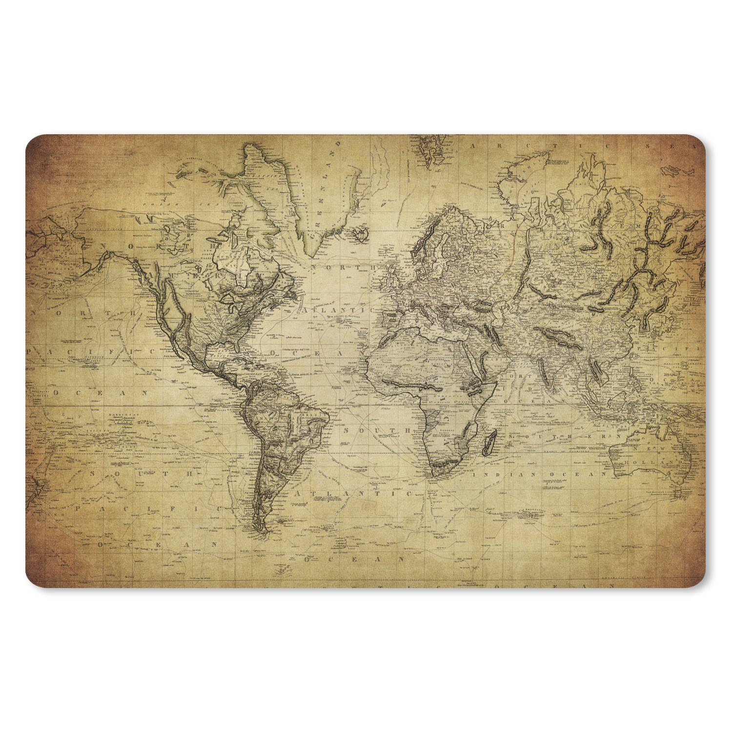 Mauspad Weltkarte - Vintage - Antik - Braun - Papier