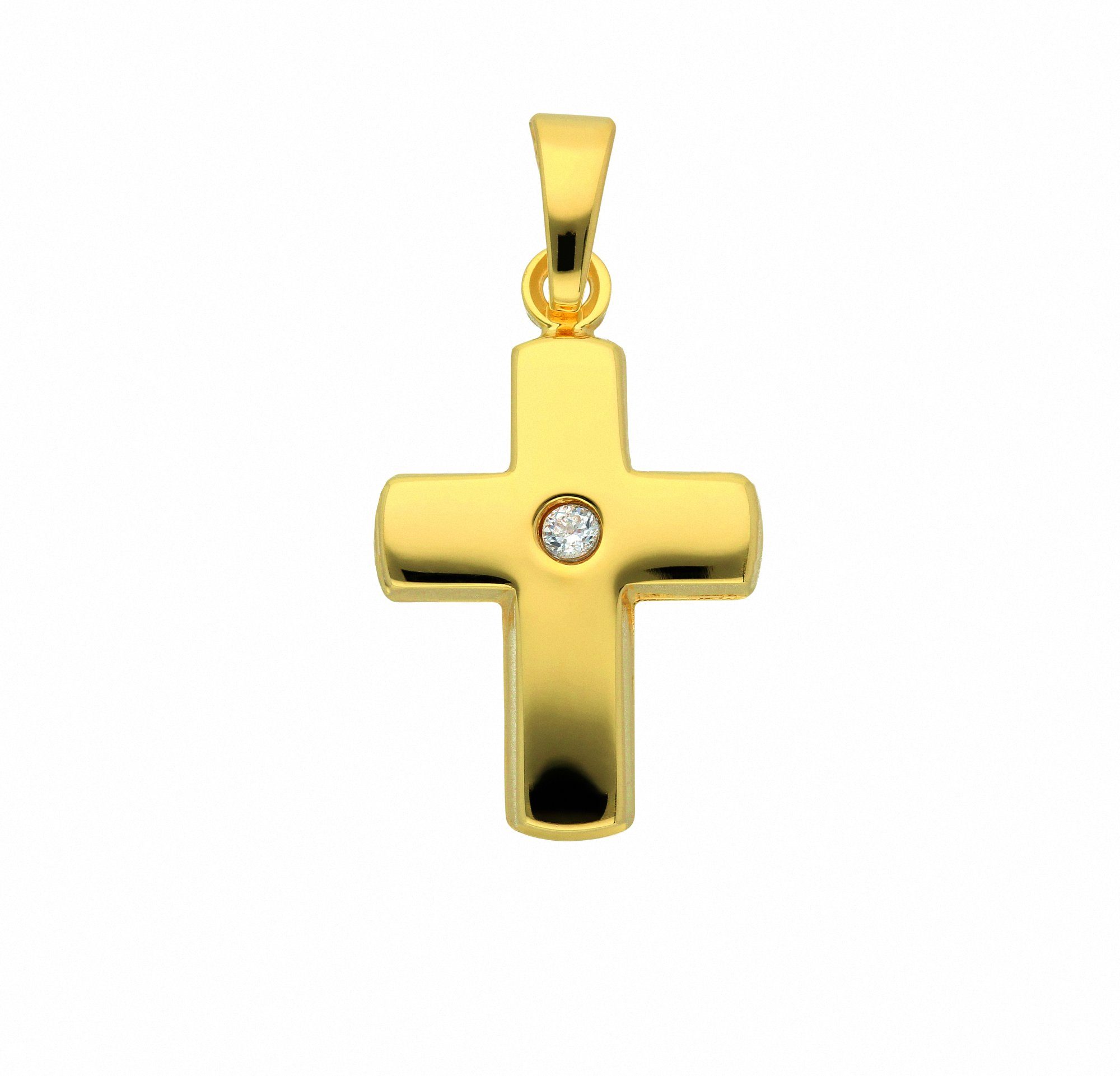 mit - Adelia´s Gold Anhänger Set mit Zirkonia, Halskette Kette 333 Anhänger Schmuckset mit Kreuz