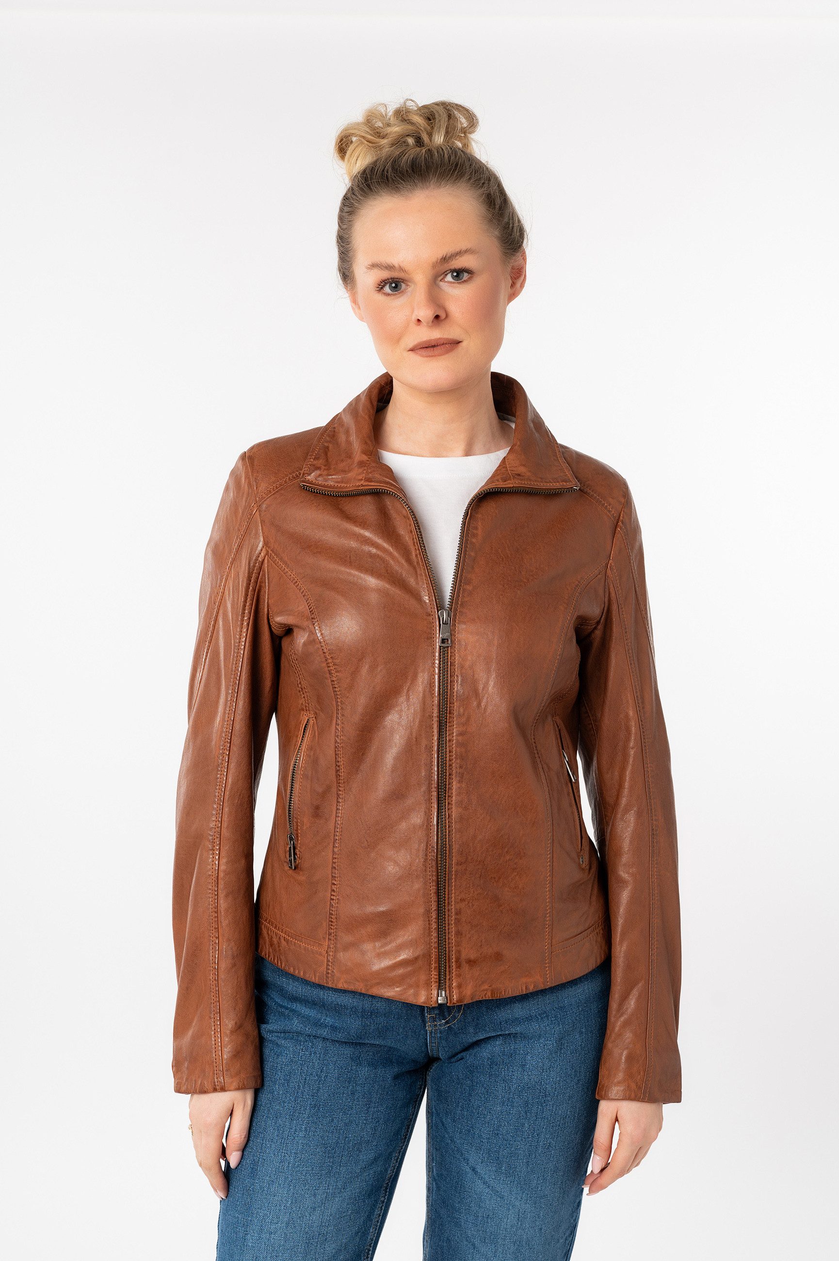 Mauritius Lederjacke MWJolah mit Umlegekragen und gesteppter Rückenpartie