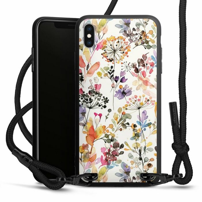 DeinDesign Handyhülle Blume Muster Pastell Wild Grasses Apple iPhone Xs Max Premium Handykette Hülle mit Band Cover mit Kette