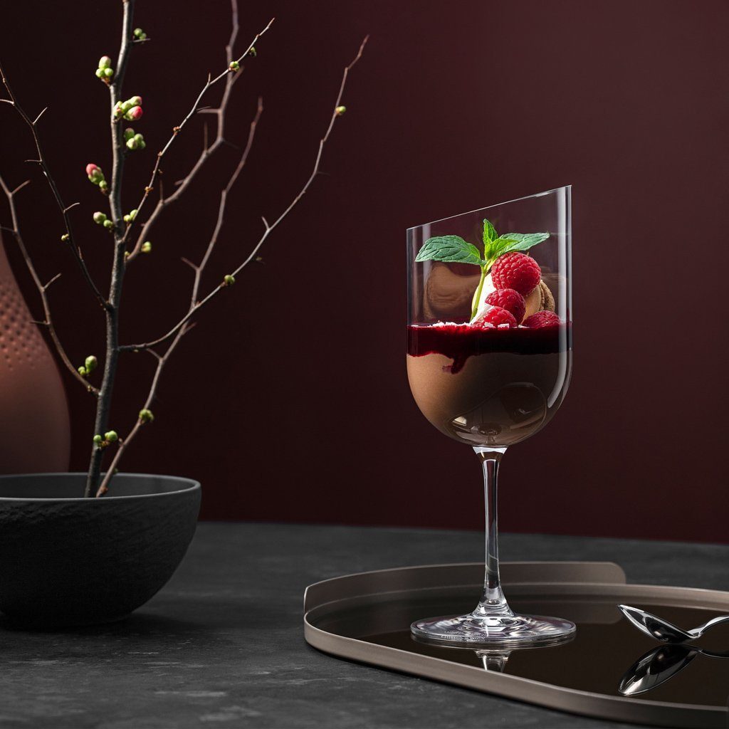 Villeroy & Boch Gläser-Set NewMoon Rotweingläser-Set, 405 ml, 4-teilig, 4-tlg., Glas, Kristallglas, 4 Stck, spülmaschinenfest