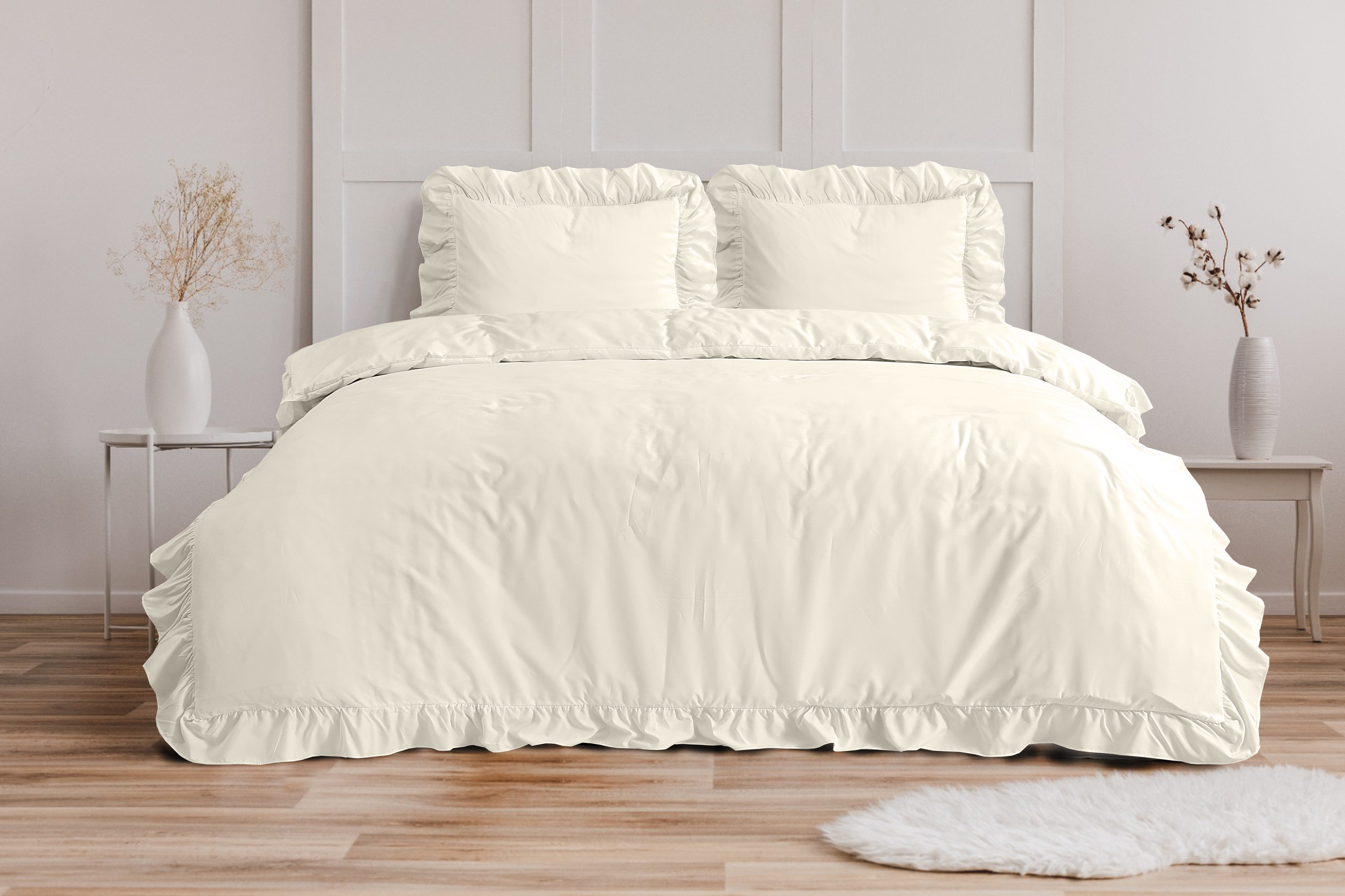 Sitheim® Bettwäsche Ruffles Bettbezug & Kissenbezüge, Mikrofaser, 3 teilig
