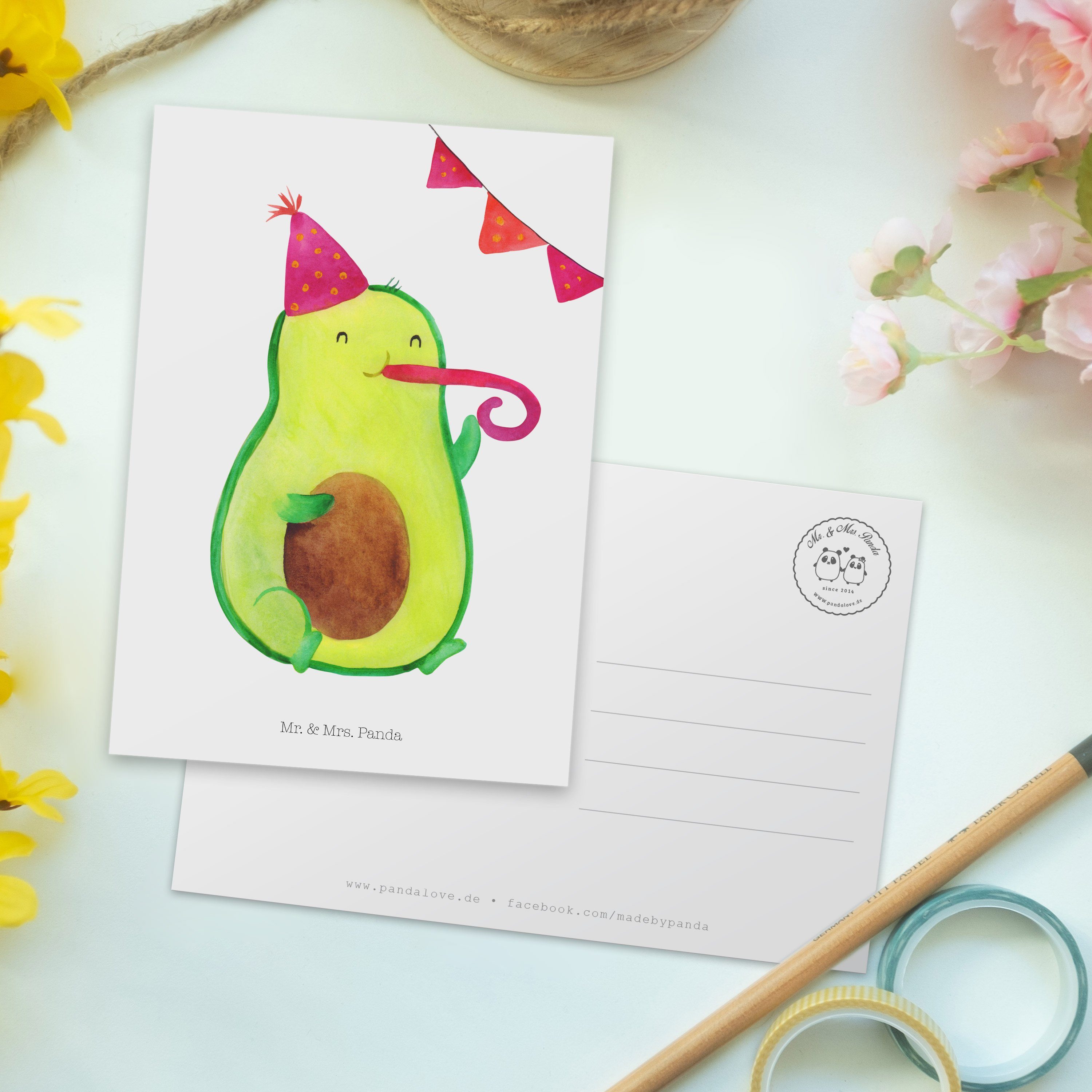 Weiß Geschenk, Postkarte Avocado Geschenkkarte, Mr. Mrs. & Panda - Party Karte Schulabschluss, -