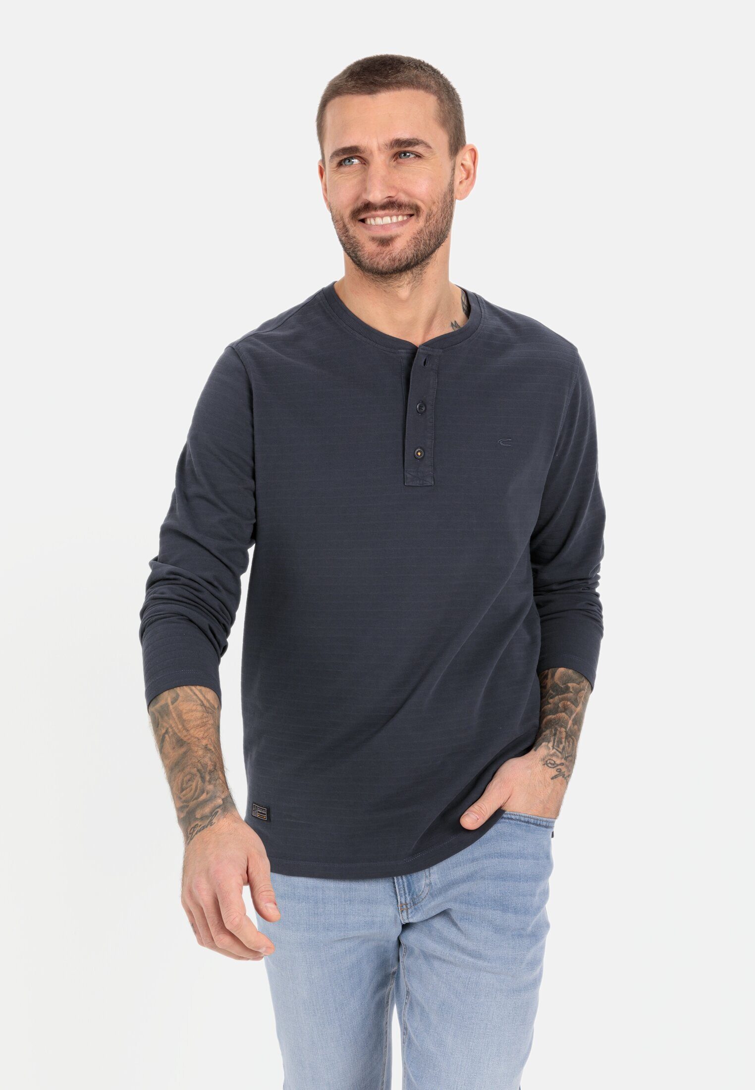 Henleyshirt aus reiner Baumwolle