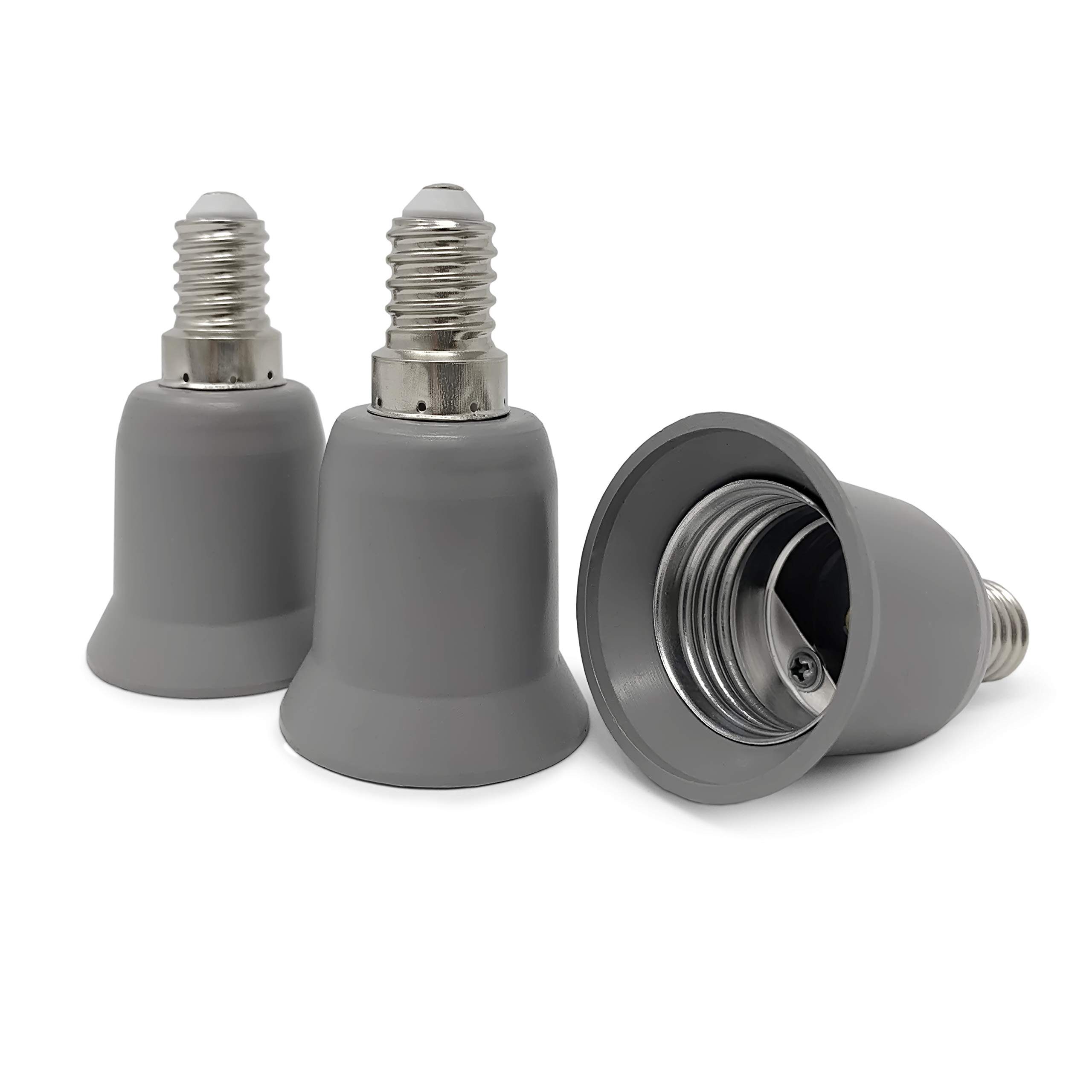 Crown LED Sockelleuchte Hochwertige 3x Lampensockel Adapter Konverter E14 auf E27, Grau 3X E14->E27 / Grau Dunkelgrau