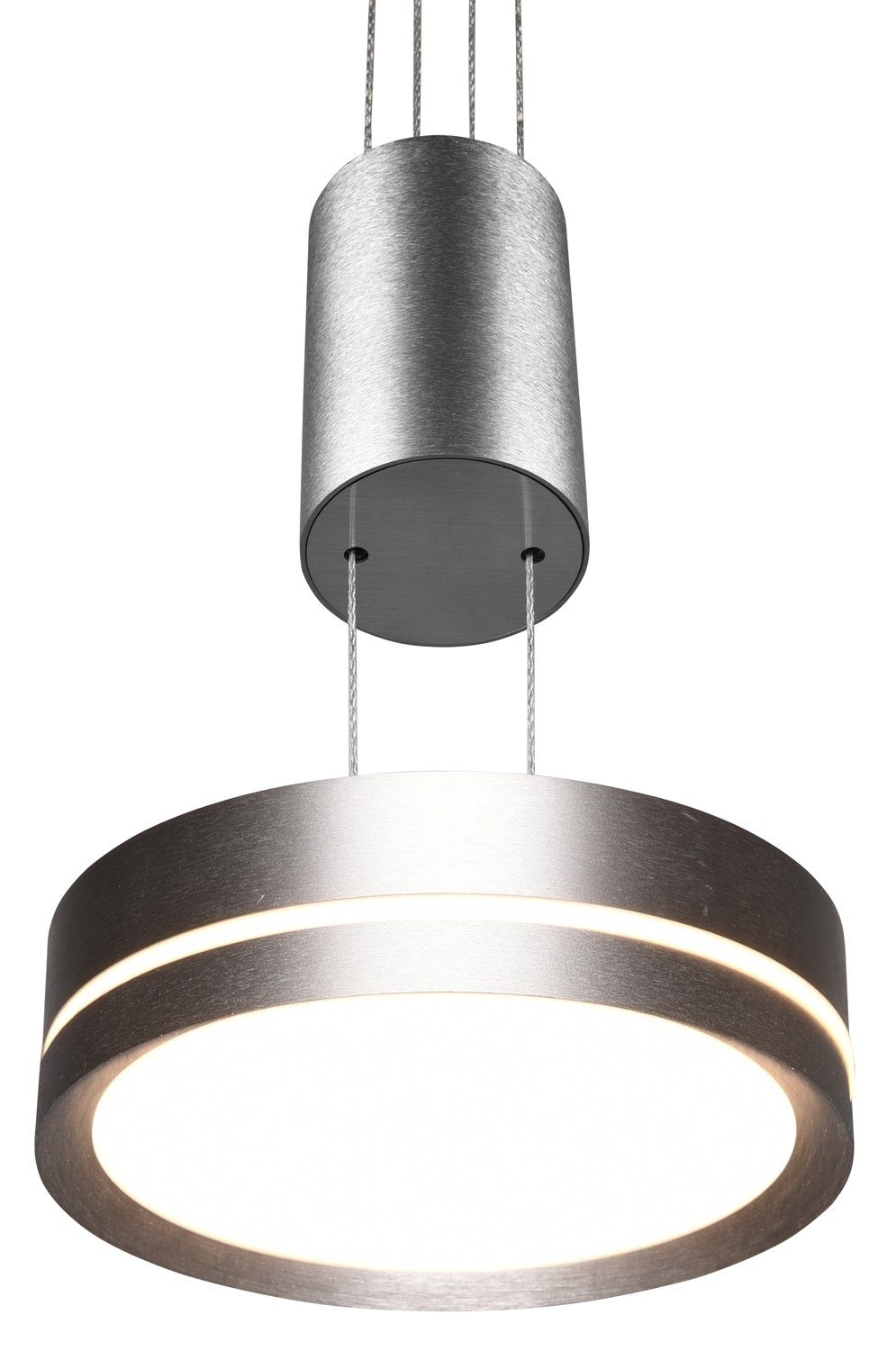 TRIO Leuchten LED Pendelleuchte FRANKLIN, 1-flammig, Nickelfarben, Metall,  Dimmfunktion, LED fest integriert, Warmweiß, Hängeleuchte, Hängelampe,  Höhenverstellbar, LED-Pendelleuchte aus Metall in nickel matt