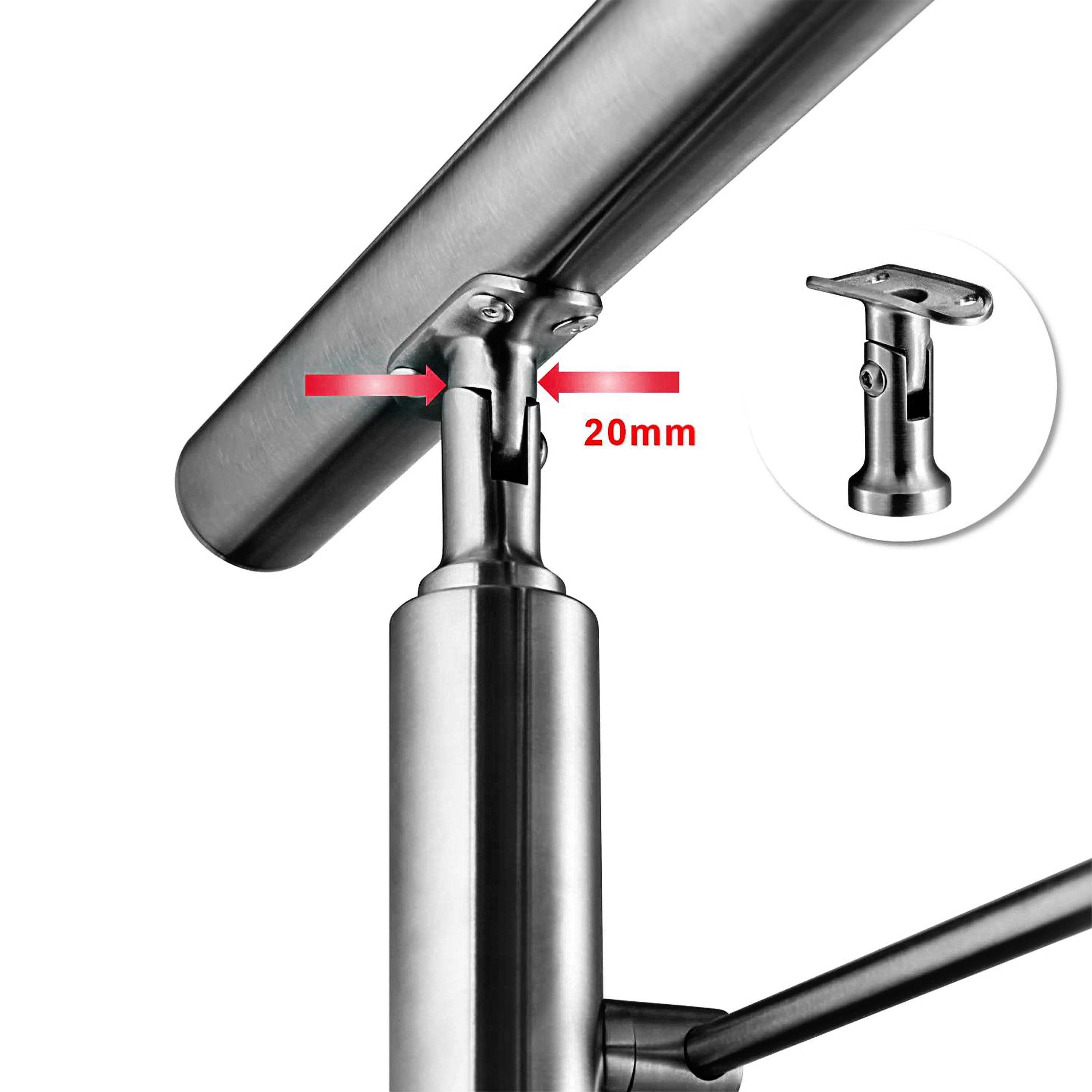 Duschparadies Handlauf Treppengeländer Außen, Handlauf Edelstahl Geländer, Innen, Aussen, 150 cm Gesamtlänge, (Packung, 3 St), Edelstahl 304, Silber, leicht gezogenes Finish. Länge: 80-200 cm