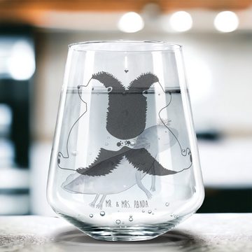Mr. & Mrs. Panda Glas Igel händchenhaltend - Transparent - Geschenk, Wasserglas, Spülmaschi, Premium Glas, Elegantes Design