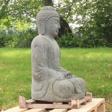 Oriental Galerie Dekofigur Buddha Figur sitzend Steinfigur Greenstone Massiv Japan 75 cm (1 St), groß, massiv, wetterfest