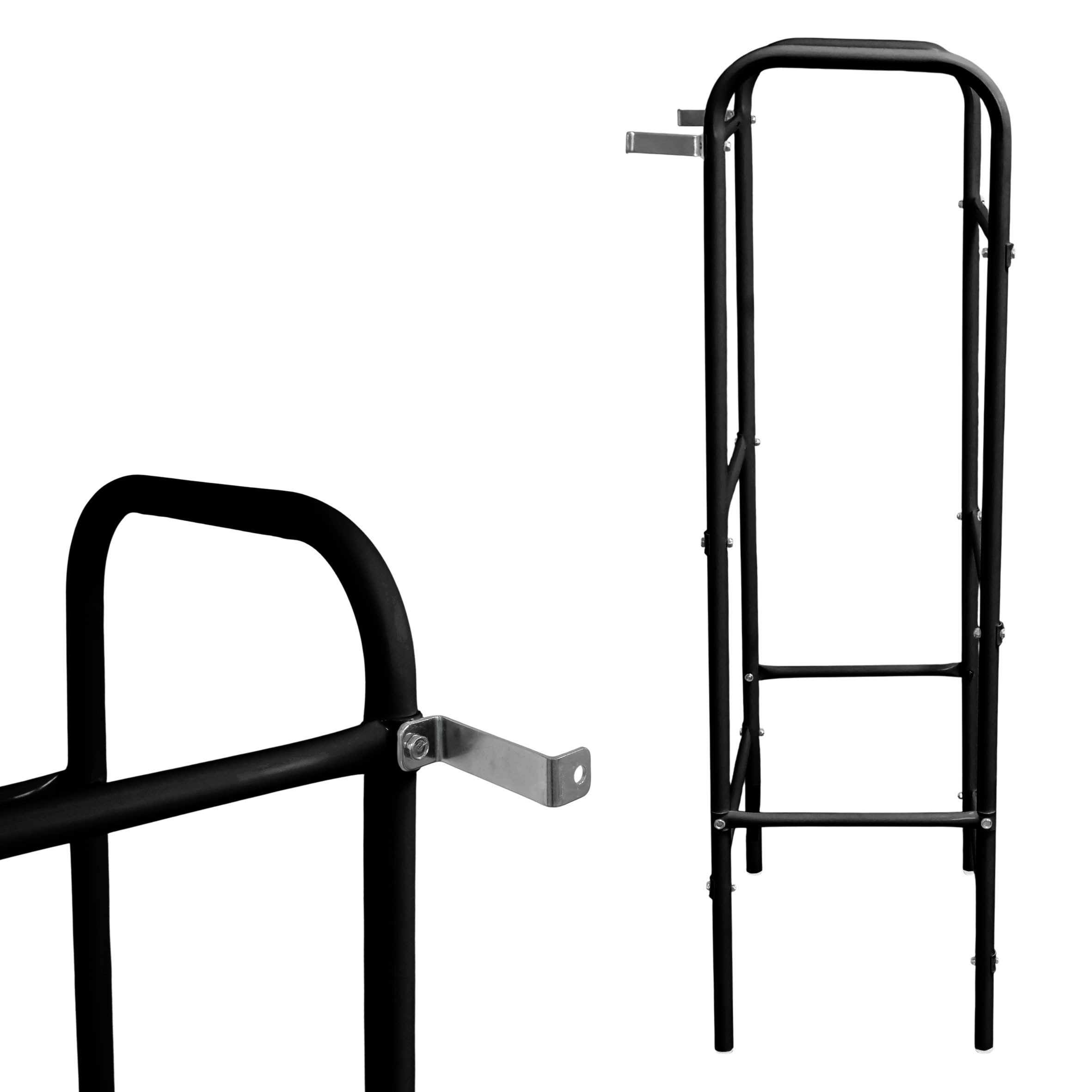 Spetebo Kastenständer 3er Metall Getränkekisten Ständer schwarz 116x50cm, Set 10-tlg., für 3 Getränkekisten oder Universalboxen in ca. 45 cm x 35 cm x 27 cm
