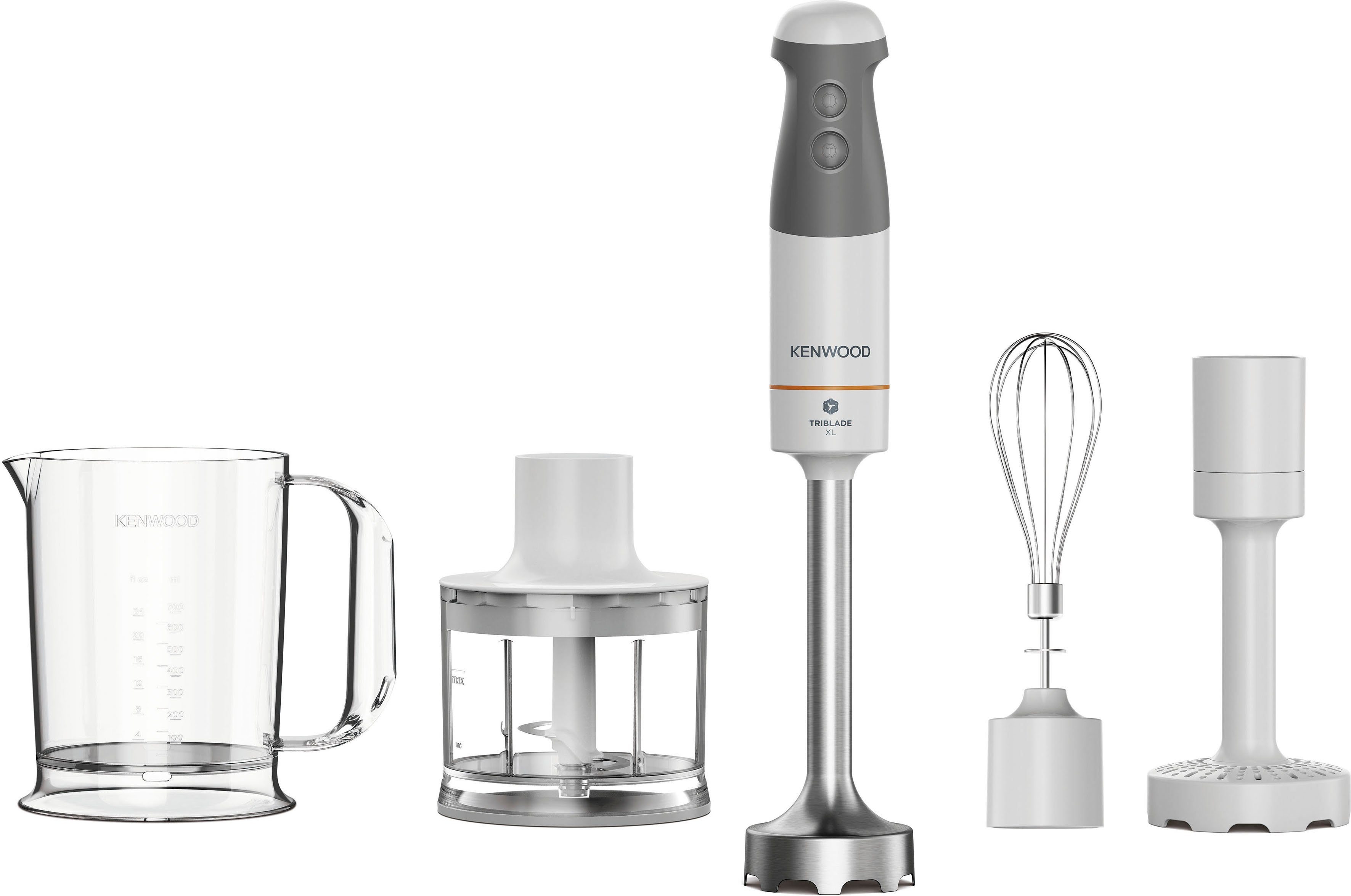 KENWOOD Stabmixer HBM40.306WH, 850 W, Triblade XL, 850 Watt, inkl. 4-teiliges Zubehör Set