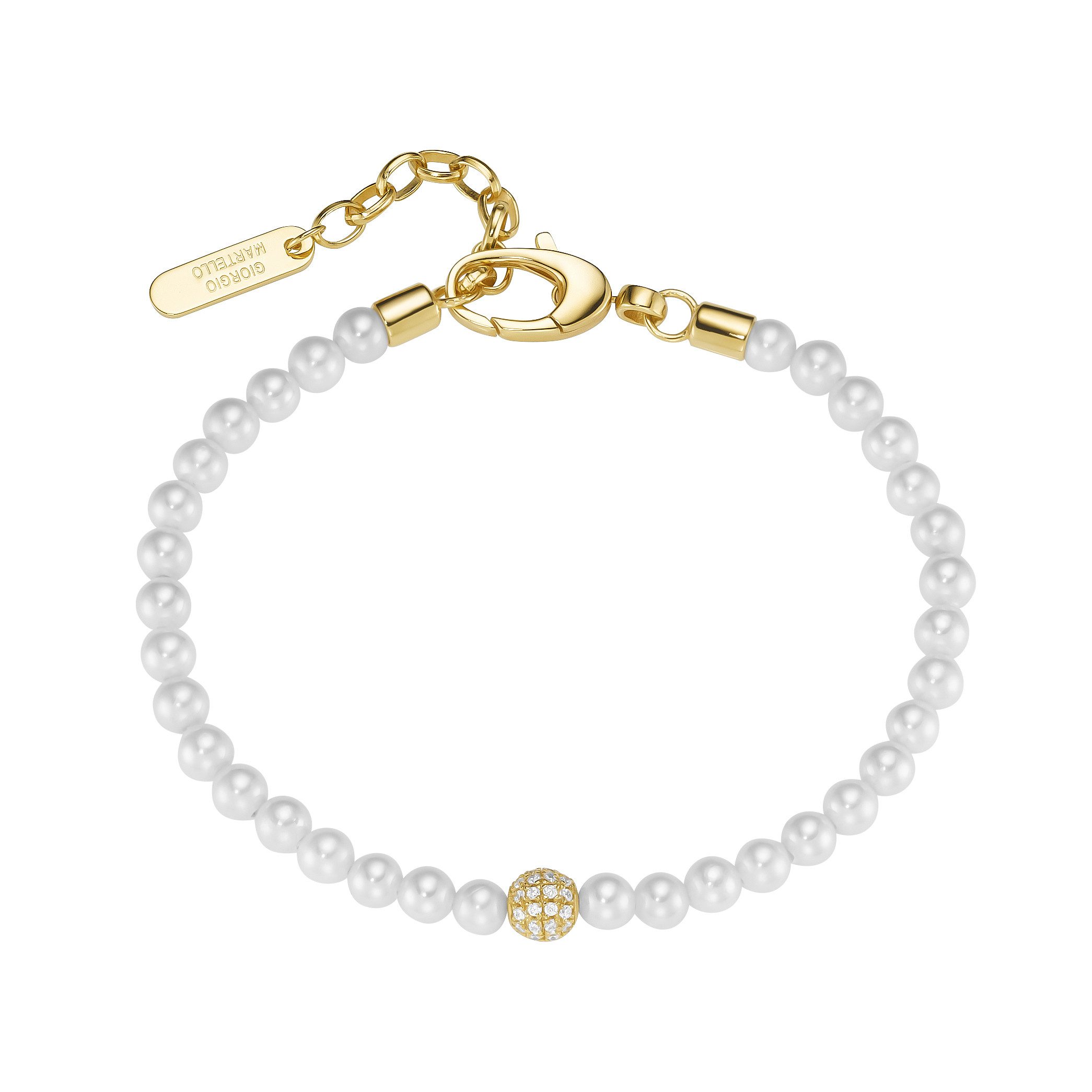 GIORGIO MARTELLO MILANO Armband mit Zirkonia und Muschelkern-Perlen, Silber 925