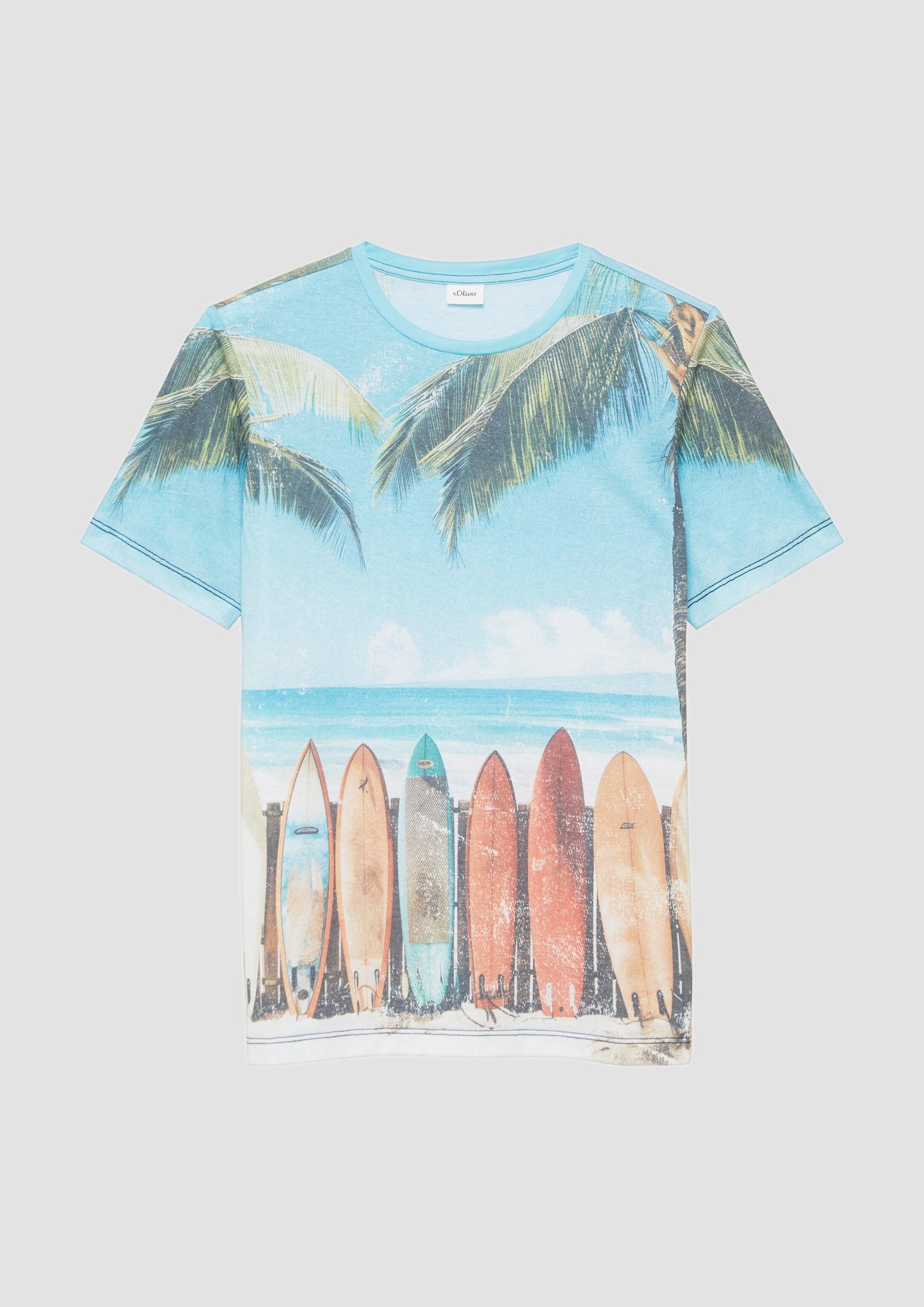 s.Oliver Kurzarmshirt T-Shirt T-Shirt mit All-over-Print
