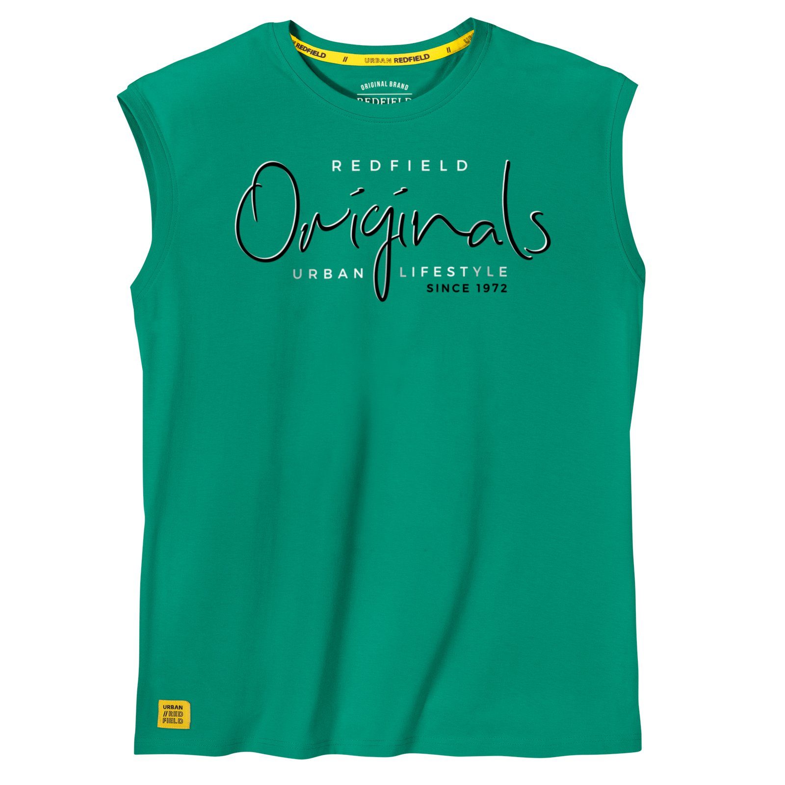 redfield Muscleshirt Große Größen Muskelshirt grün Schrift-Brustprint Redfield | Basic-Shirts