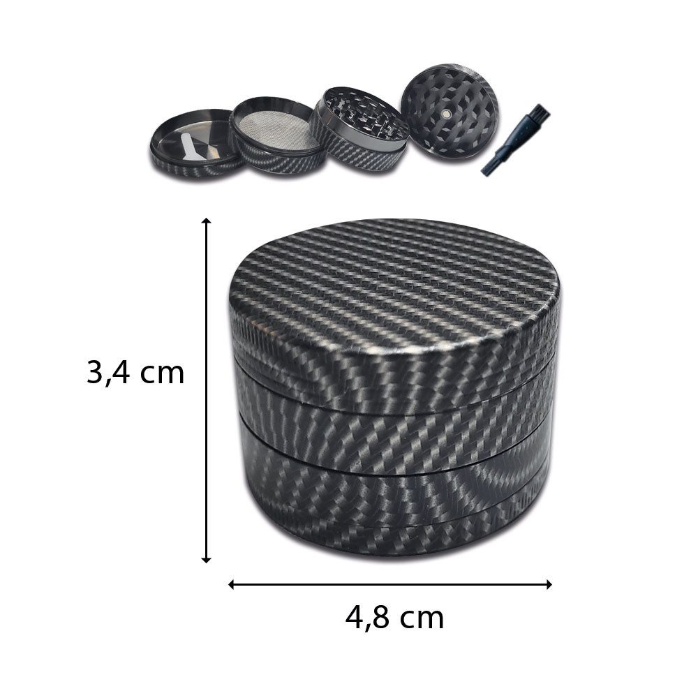 Coumo Grinder Grinder Crusher, Aluminium, Carbon Design, ⌀ 4,8 cm