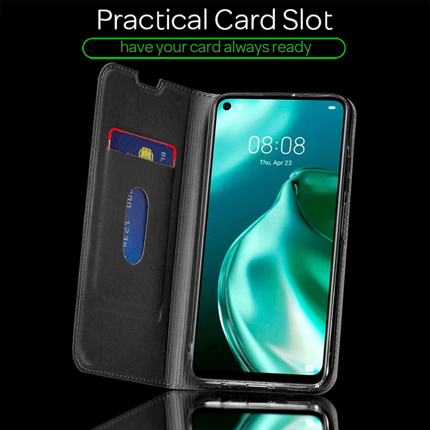 Nalia Smartphone-Hülle Huawei P40 Lite 16,3 cm (6,4 Zoll), Kunstleder Flip Case Hülle / Rundum Schutz Etui / Klapphülle / Wallet