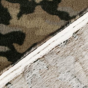 SCHÖNER LEBEN. Stoff Fellimitat Kunstfell Camouflage oliv schlamm schwarz 1,45m Breite