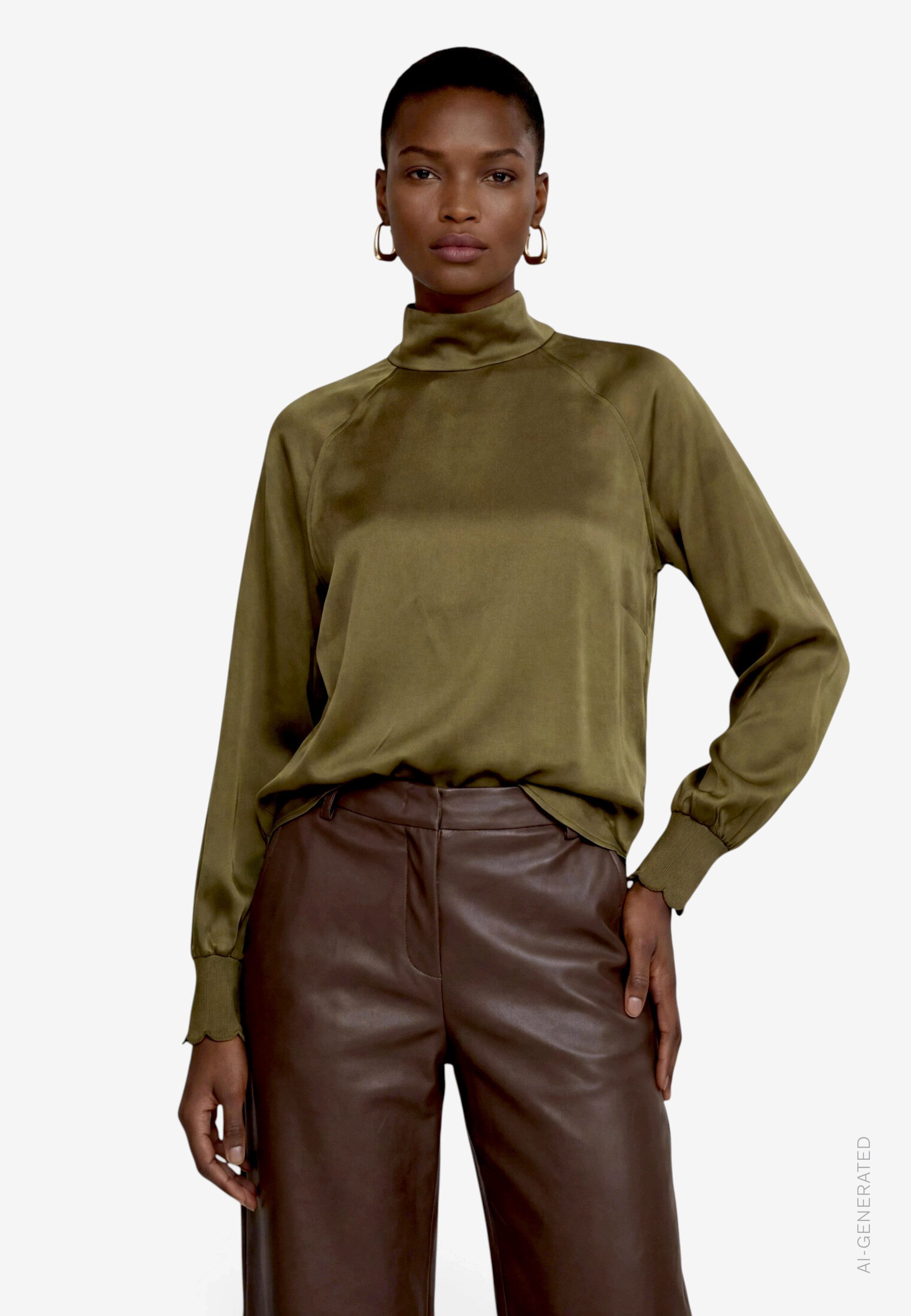 Zero Satinbluse mit Stehkragen und Cut-Out im Nacken