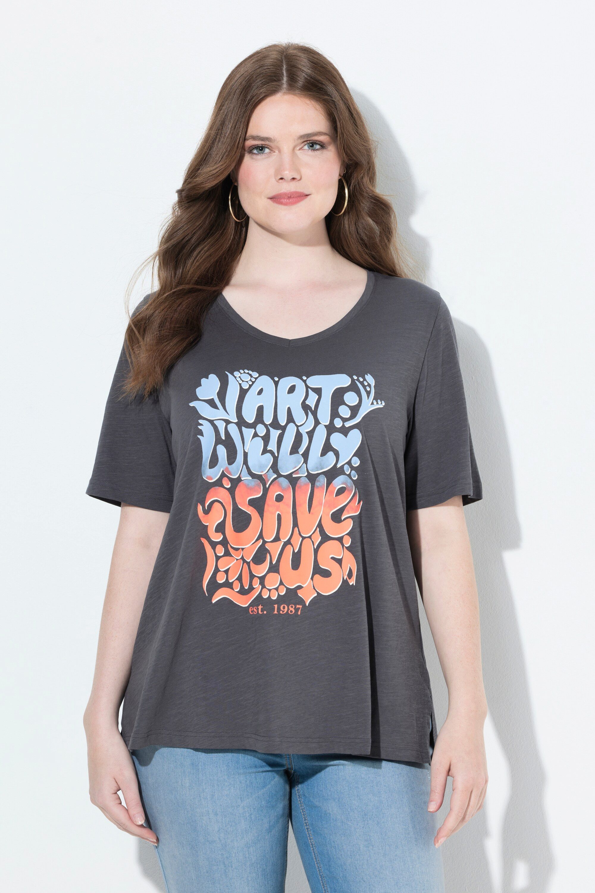 Ulla Popken T-Shirt T-Shirt Schriftmotiv Classic günstig online kaufen