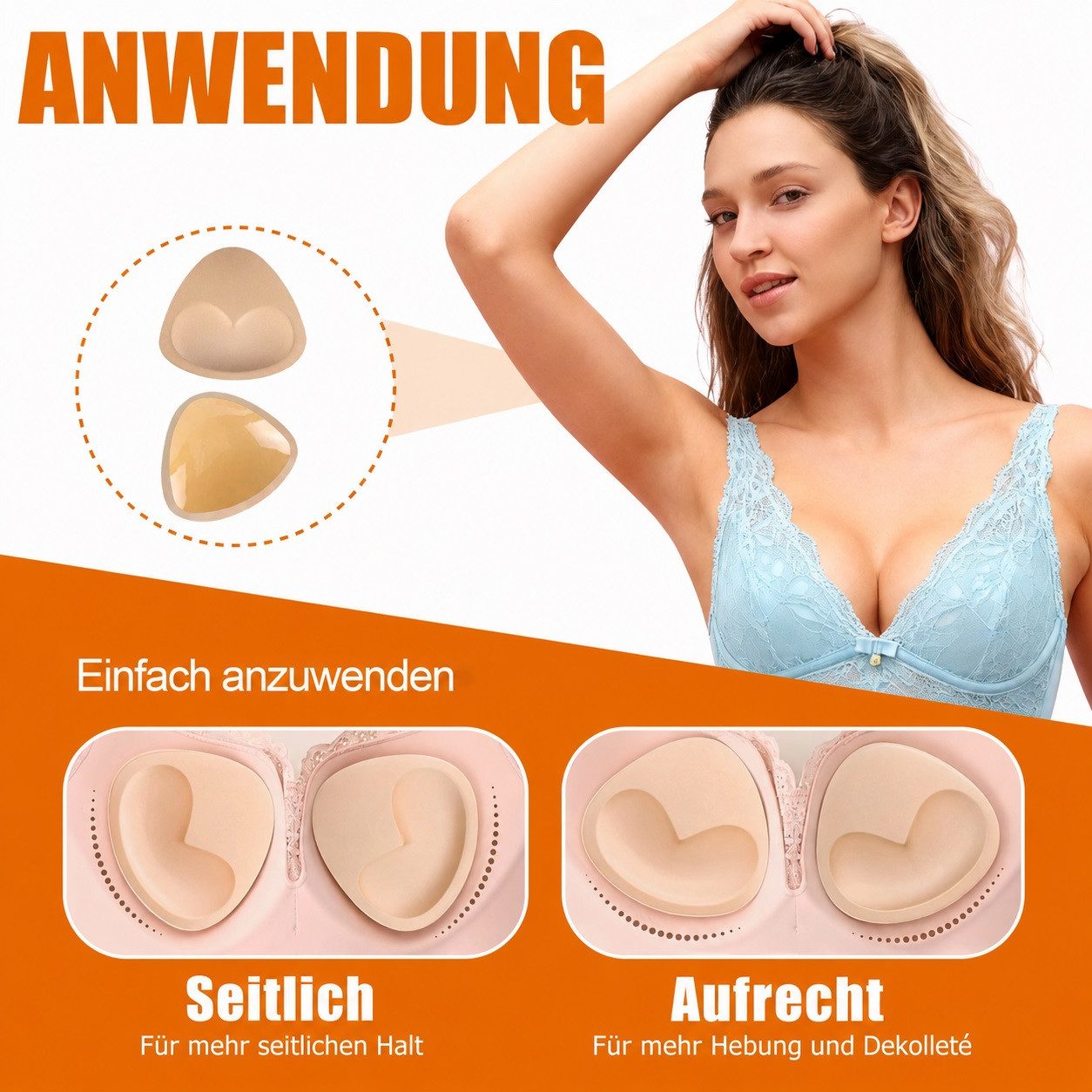 MOPUEA BH-Einlagen BH-Einlagen Selbstklebendes unsichtbares BH Aufkleber Pad Klebe-BH (für Badeanzug und Bikini, Kleider und Alltag, 1 Paar), Abnehmbare Push Up – Bild 2 von 5