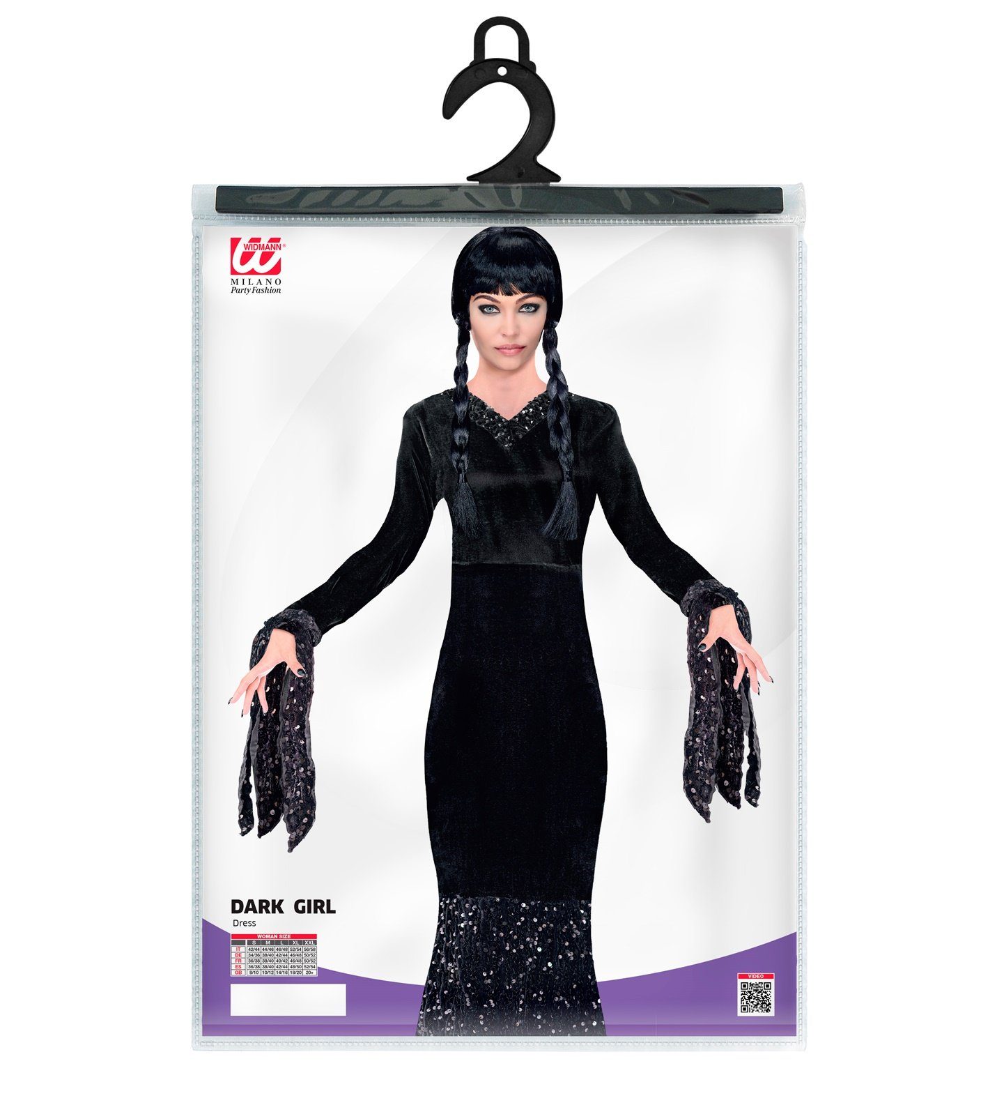 Widmann S.r.l. Hexen-Kostüm Dark Girl Wednesday Glamour Damen Abendkleid - Sch