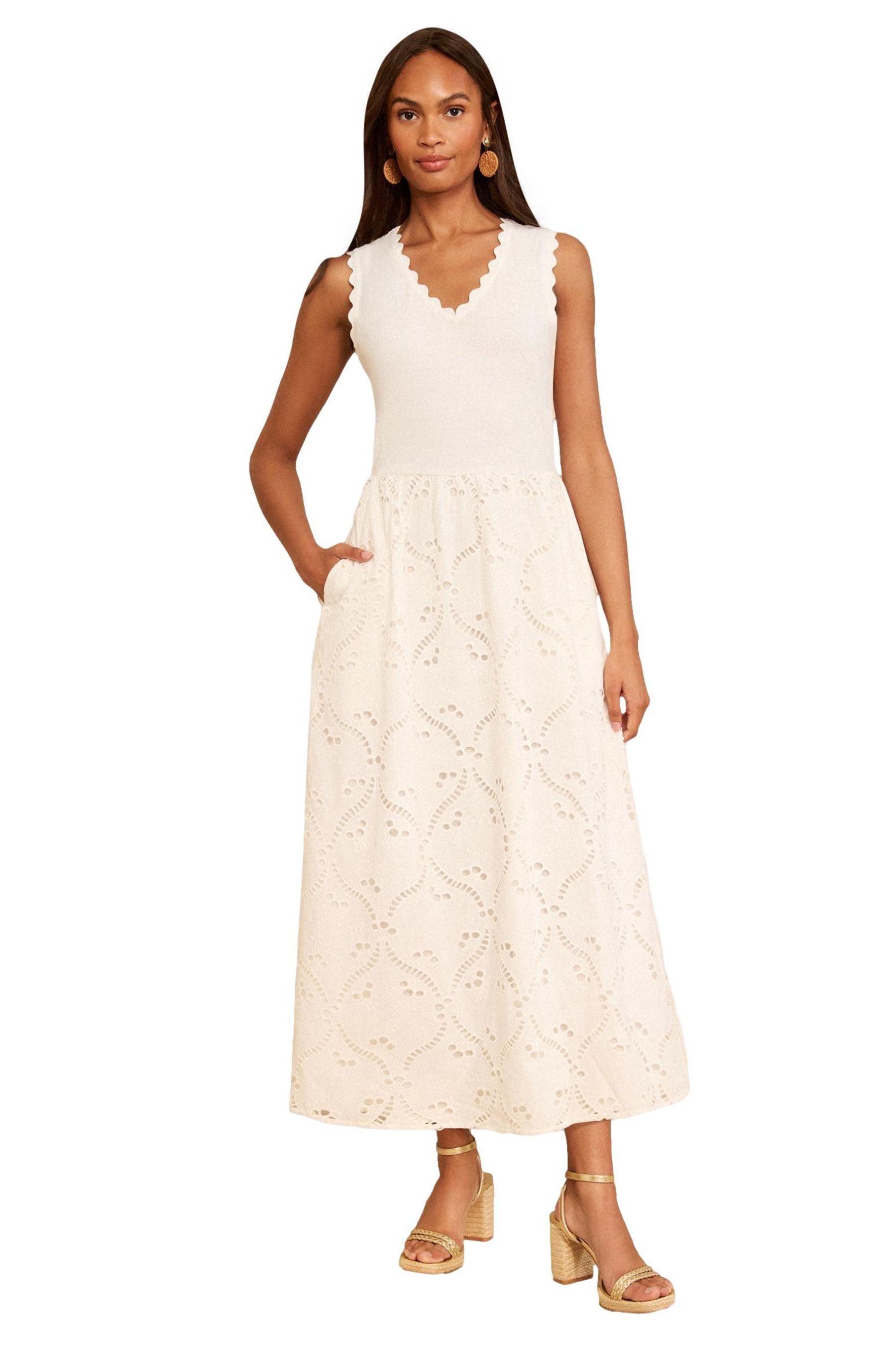 Love & Roses Midikleid Love & Roses Midikleid mit Lochstickerei, Regular (1-tlg)