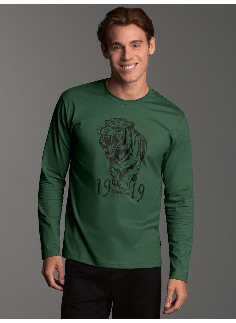 Trigema Longsleeve TRIGEMA Langarmshirt mit großem Tiger-Printmotiv (1-tlg)