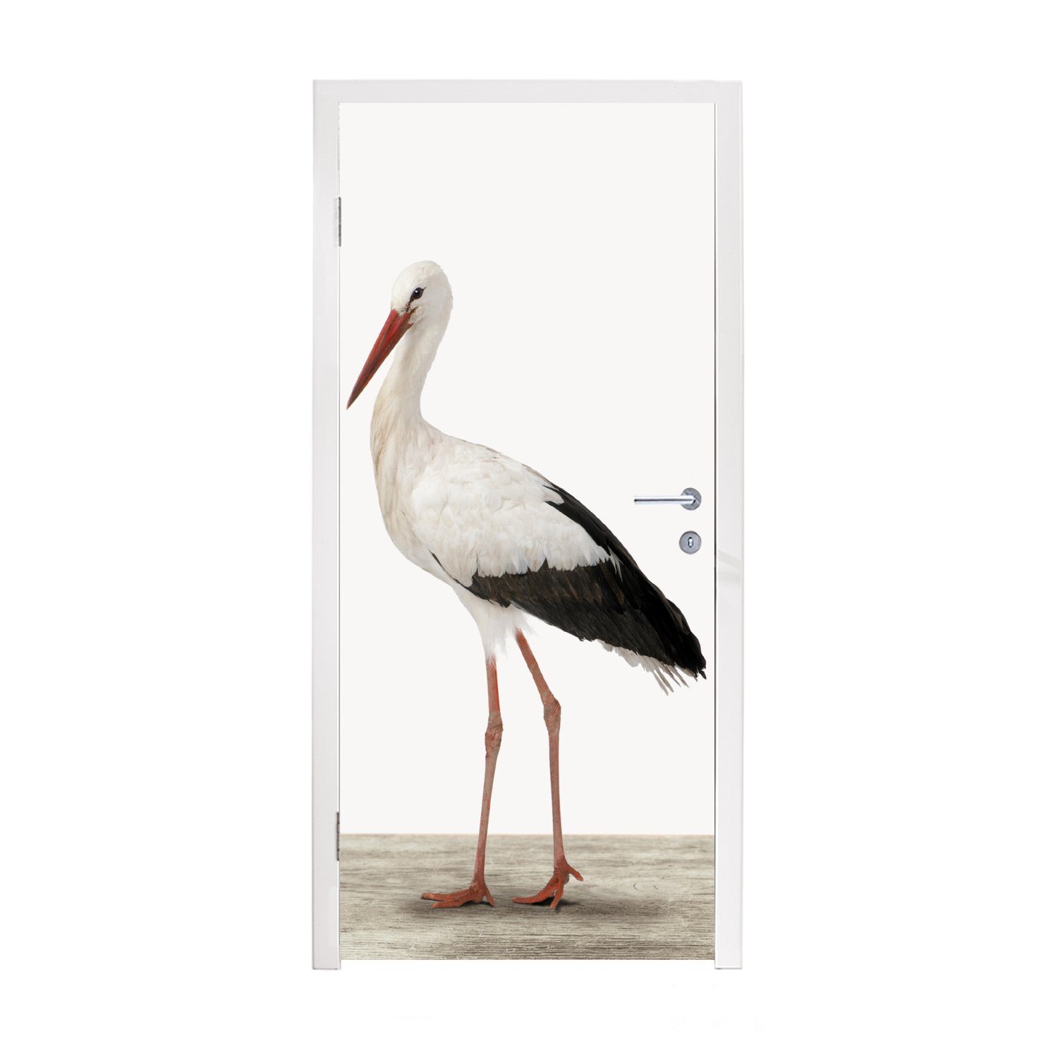 MuchoWow Türtapete Storch - Vogel - Tiere - Jungen - Kinder - Mädchen, Matt, bedruckt, (1 St), Fototapete für Tür, Türaufkleber, 75x205 cm