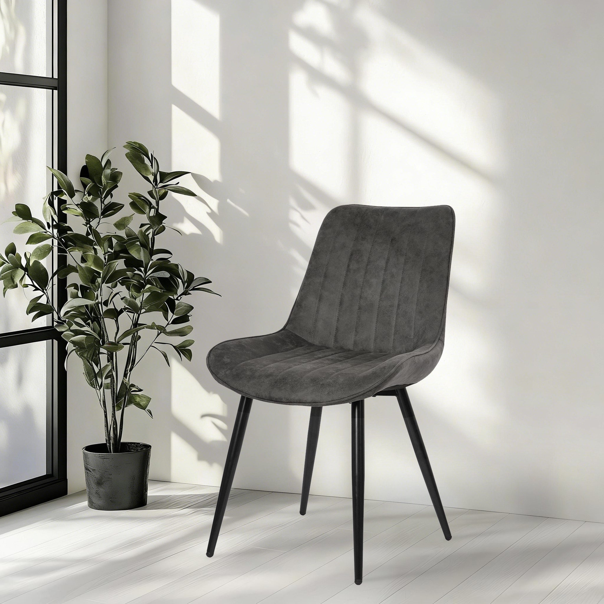 YOZI Esszimmerstuhl Esszimmerstuhl 6er Set Kunstleder Metallbeine gepolstert grau (6 St), 6er Set