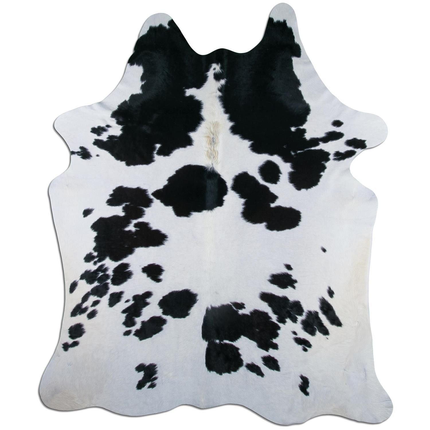Livorio Fellteppich - schwarz weiß / black white, Kuhfell, Premium Kuhfell Teppich, Rinderfell, Echtfell