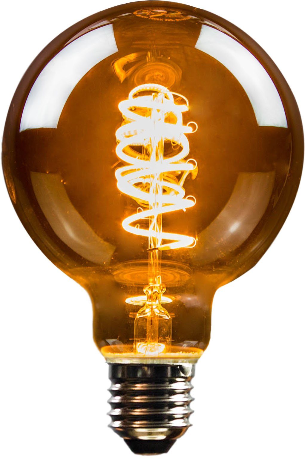 BLULAXA LED-Filament Vintage, E27, 4 St., Extra-Warmweiß, 4er-Set, Vintage Globe, 95 mm, smoky, superwarmweis