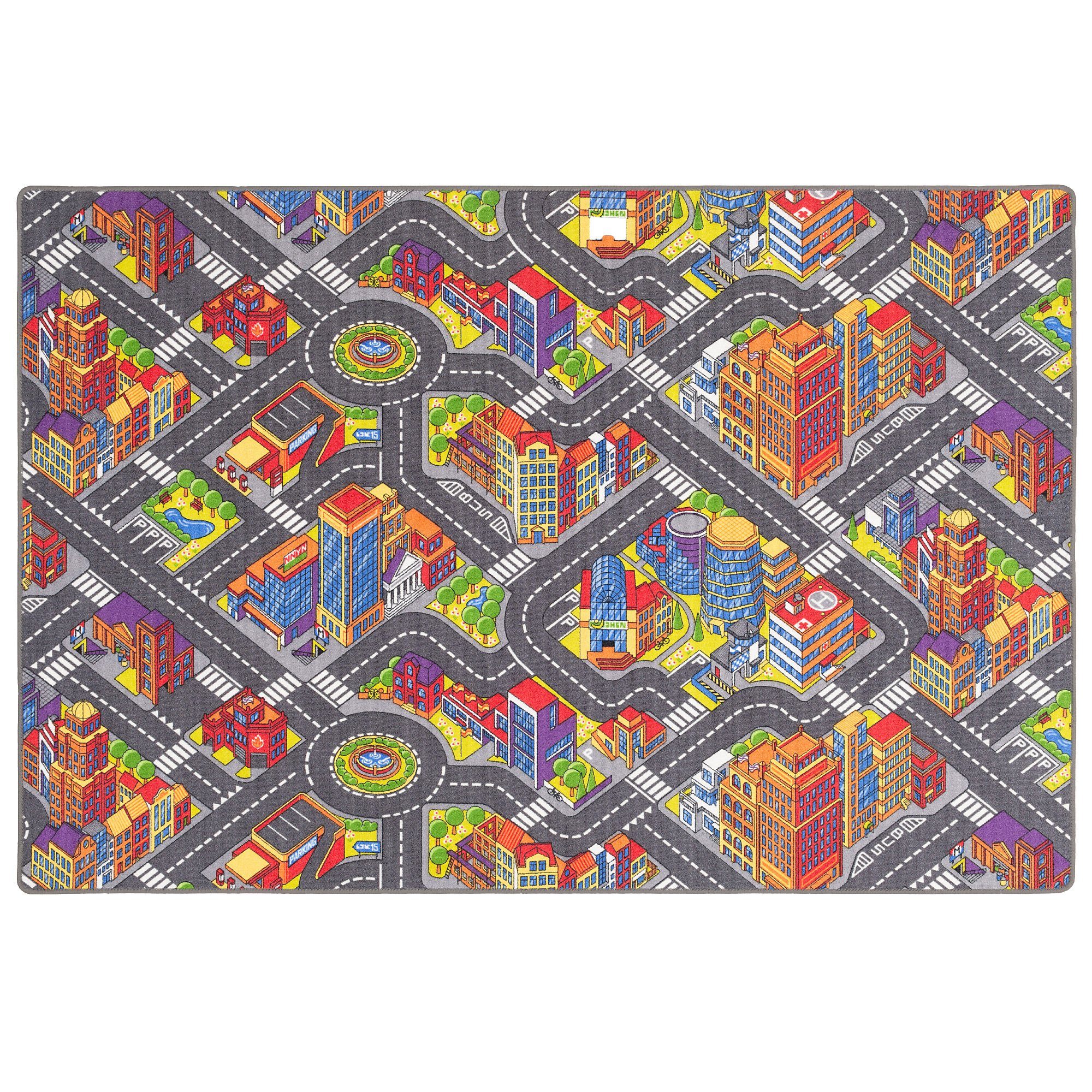 Snapstyle Kinderteppich Kinder Spiel Teppich Straßenteppich 3D Big City, Eckig, Höhe: 4 mm