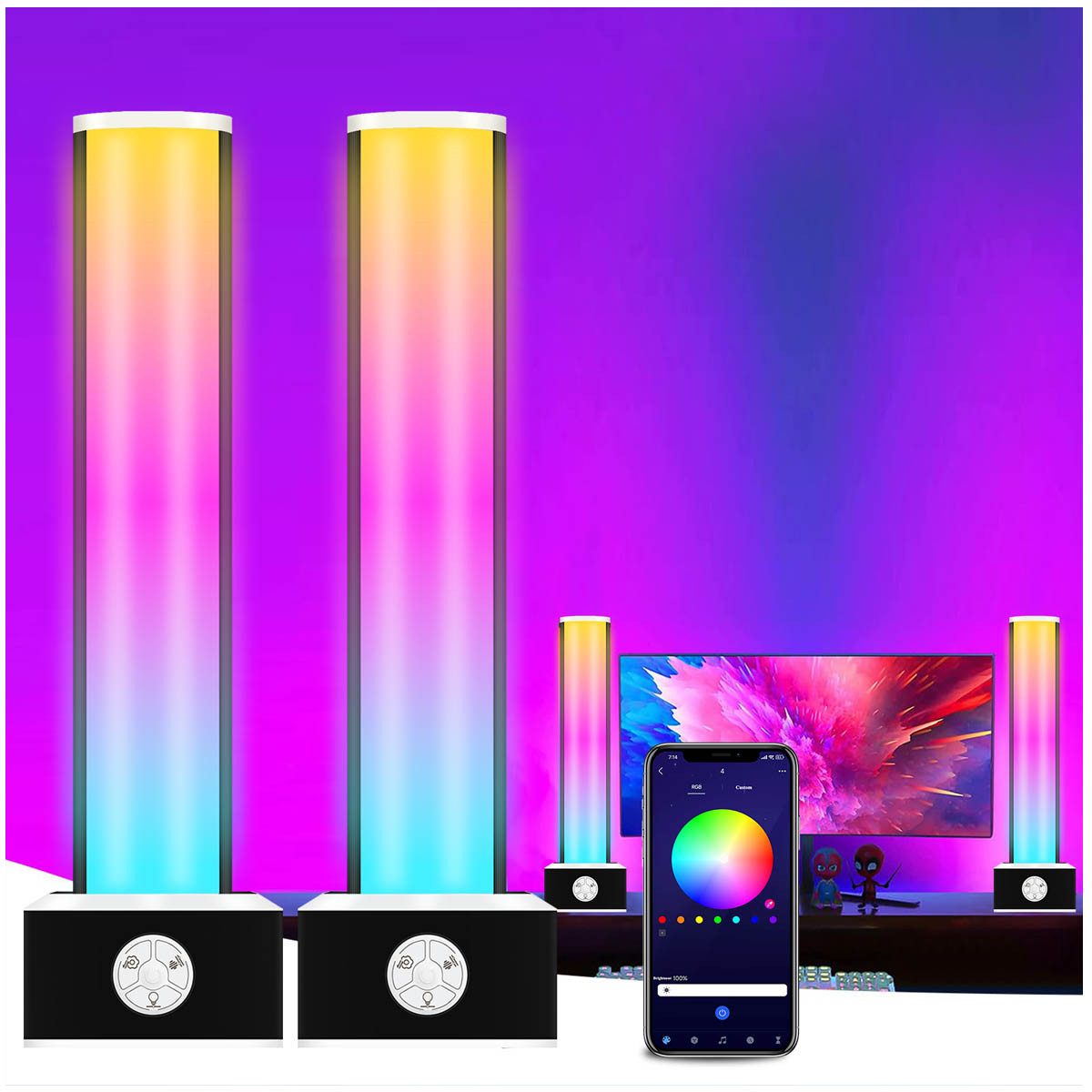 Qualra Lichtleiste LED Lightbar TV Hintergrundbeleuchtung RGB Smart Gaming Lampe, Musiksynchronisierung WIFI/Bluetooth Control