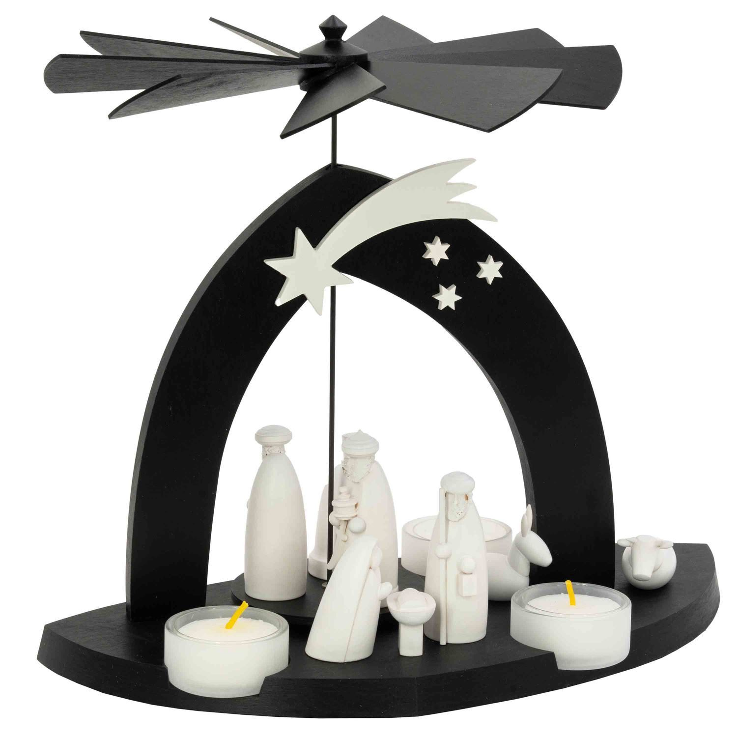 Emil A. Schalling KG Weihnachtspyramide Moderne Black Pyramide Christi Geburt mit den drei Weisen