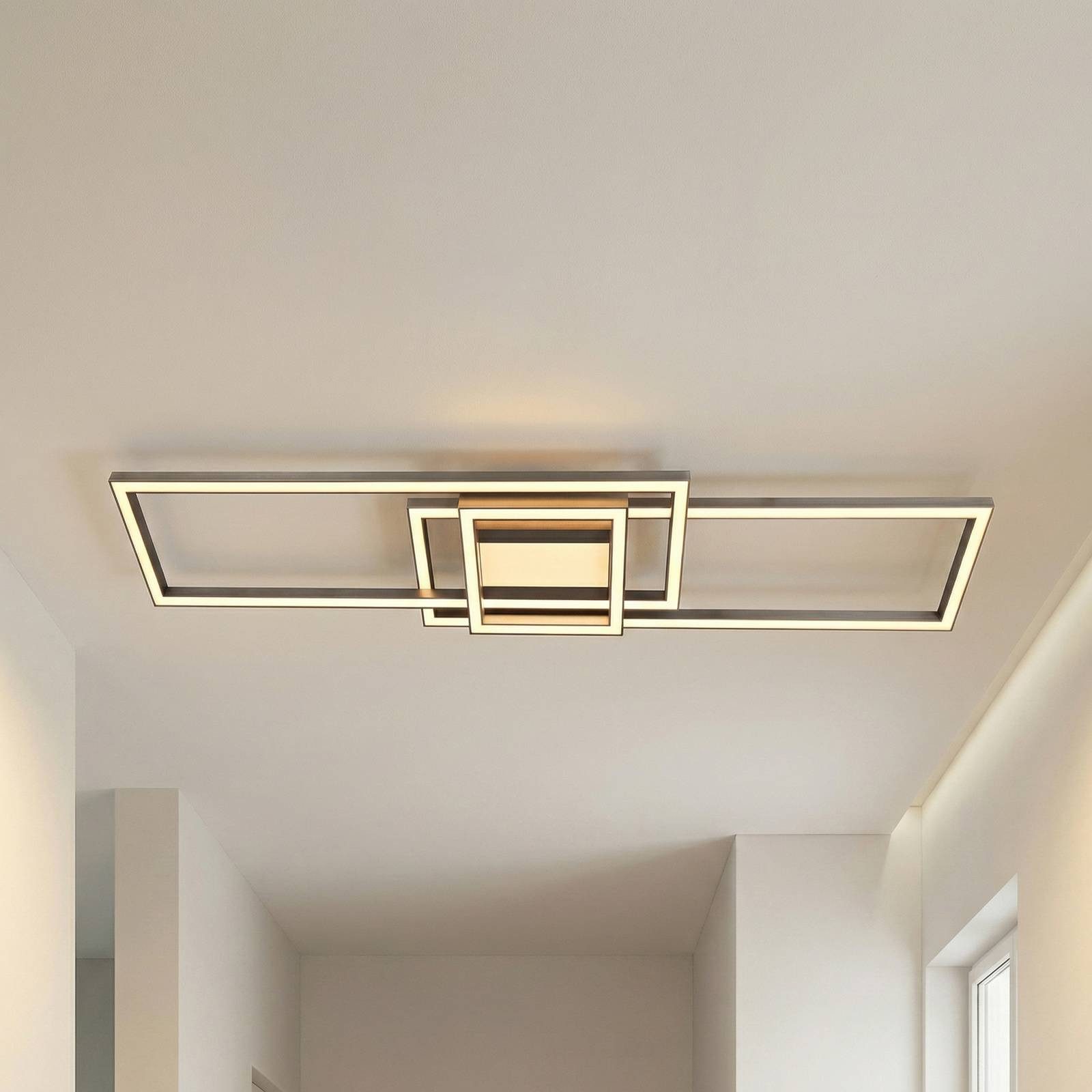 Lindby Deckenleuchten Mairin, LED, Metall, Alu Farbwechsel warmweiß / tageslicht IP20 mit Fernbedienung, LED 53 W gesamt, Farbwechsel warmweiß / tageslicht
