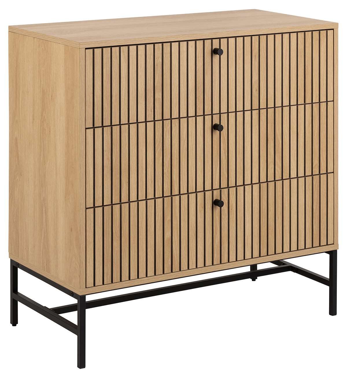 ACTONA GROUP Sideboard Albany, Eiche-Optik, Lamellenfront, 3 Schubladen, B: 80, 6 cm