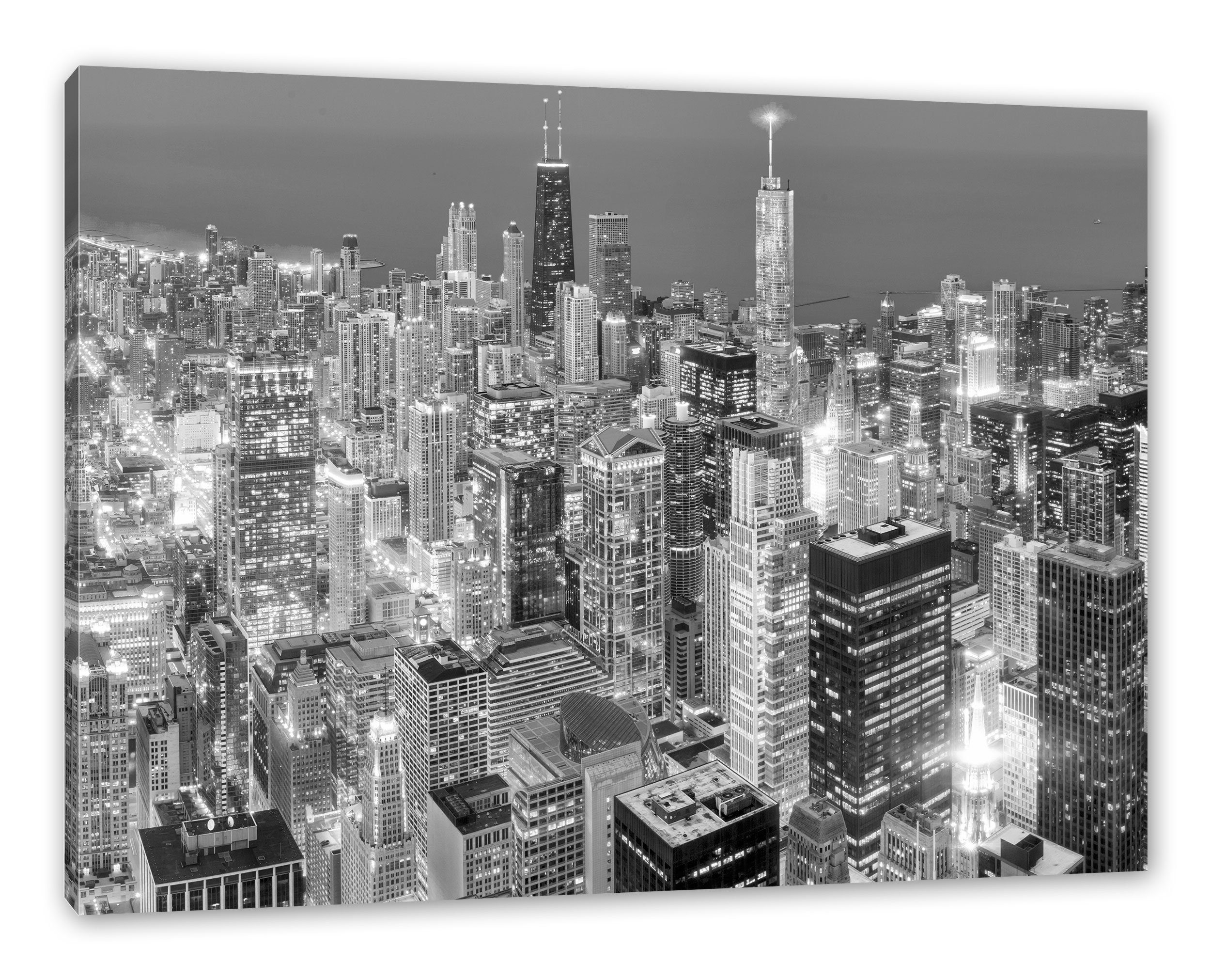 Pixxprint Leinwandbild Luftaufnahme Chicago, Luftaufnahme Chicago (1 St), Leinwandbild fertig bespannt, inkl. Zackenaufhänger