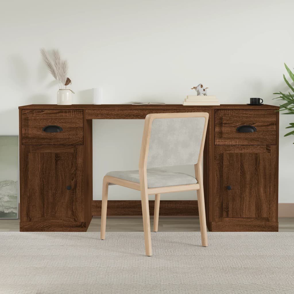 vidaXL Schreibtisch Schreibtisch mit Stauraum Braun Eichen-Optik Holzwerkstoff Braune Eiche | Braune Eiche