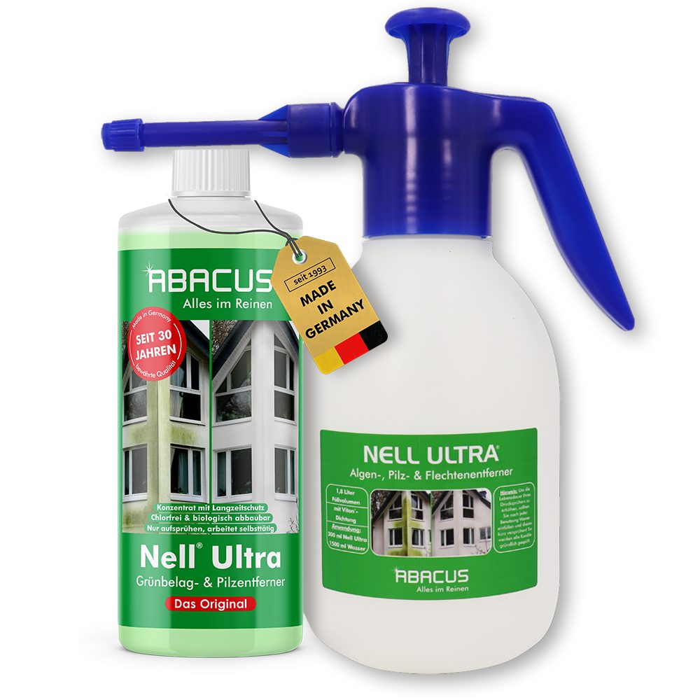 Nell Ultra Algenentferner, Grünbelagentferner mit 1,8L Sprühflasche Grünbelagentferner