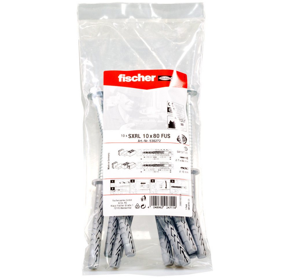 Thumbnail - fischer Deutschland Vertriebs GmbH Dübel-Set Fischer Langschaftdübel SXRL 10x80 FUS B (10)