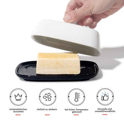 Zedelmaier Butterdose Butterdose aus Keramik,Butterschale Porzellan für Butter(250g), (Set, HYH003), Klimafreundlich, leicht zu reinigen und praktisch