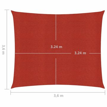 vidaXL Sonnensegel Sonnensegel 160 g m² Rot 3,6x3,6 m HDPE Beschattung Quadrat