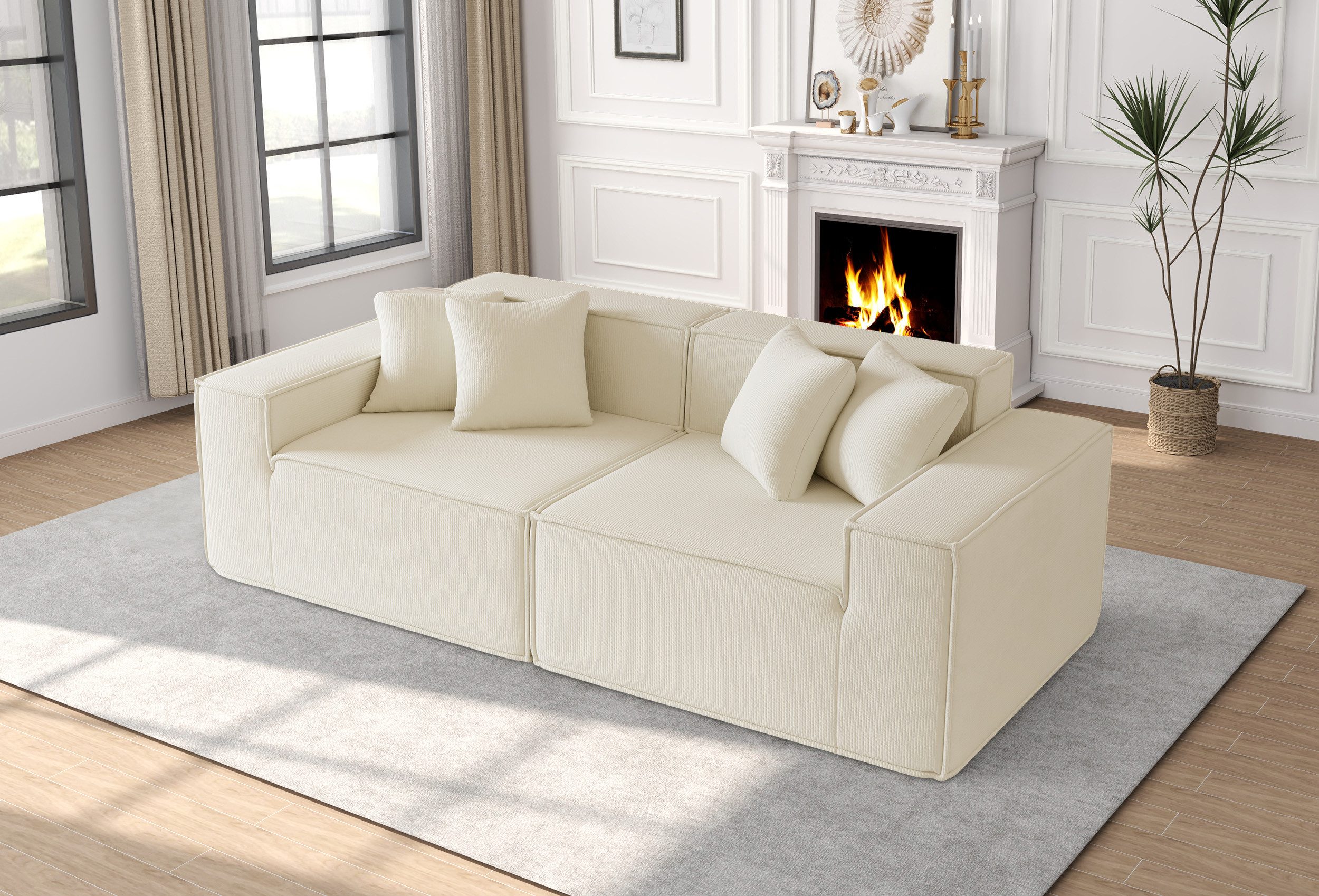 Fanttik 2-Sitzer Schaumstoff Sofa B/T/H: 200/90/65 günstig online kaufen
