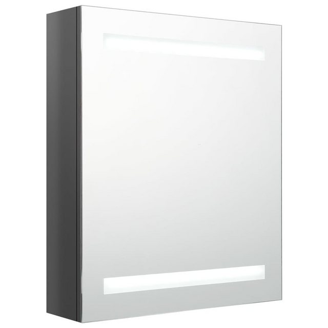 vidaXL Badezimmerspiegelschrank LED-Spiegelschrank fürs Bad Glänzend Grau 50x14x60 cm
